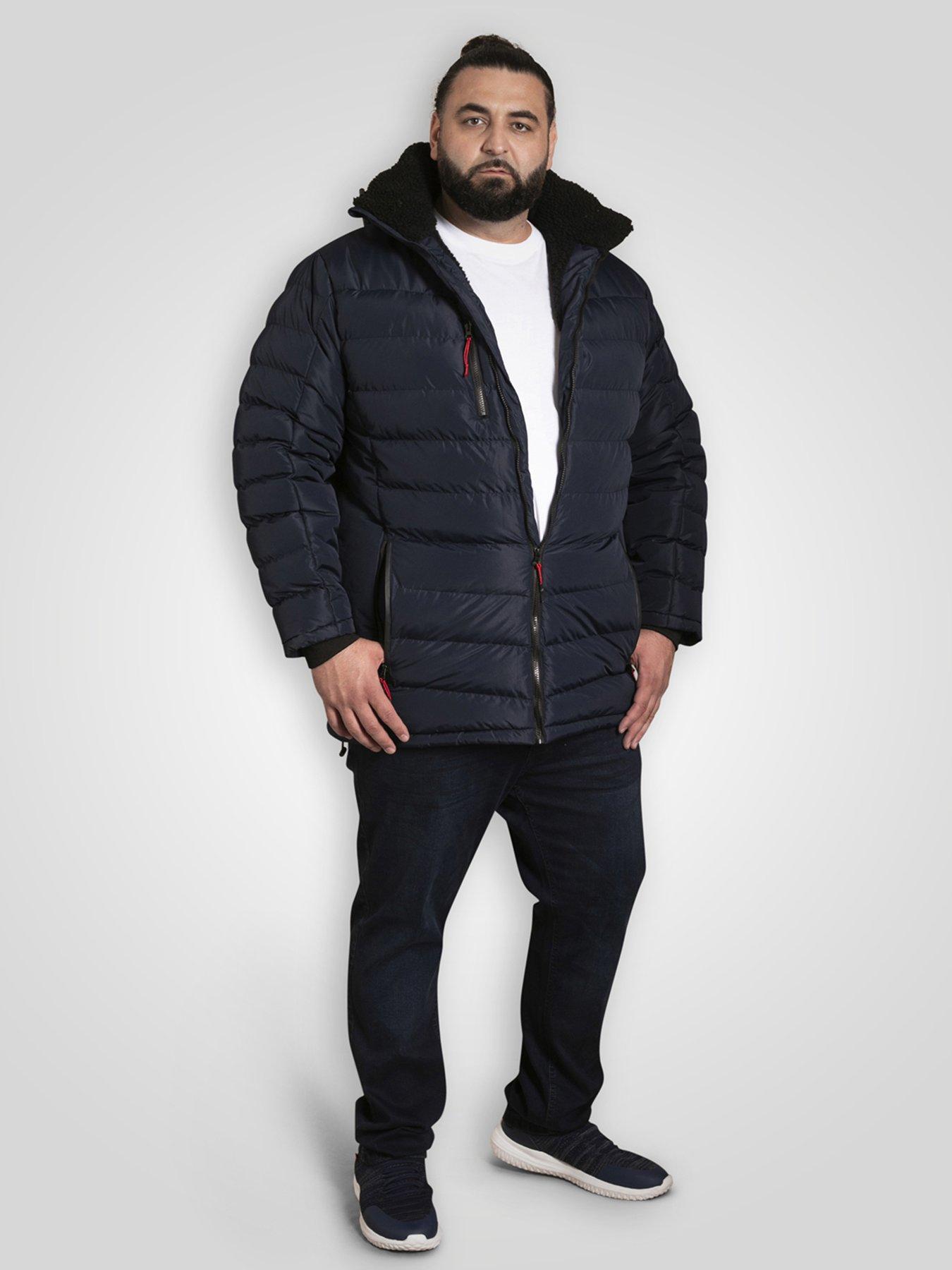 Image 3 of 6 of D555 Hooded Padded Jacket With Sherpa Lining And Detachable Hood - Navy