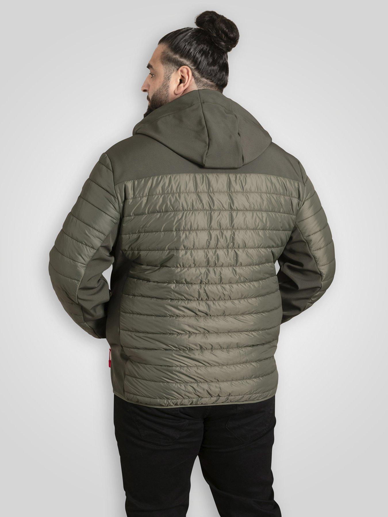 D555 Hybrid Soft Shell Quilted Hooded Jacket With Padded Panels With ...