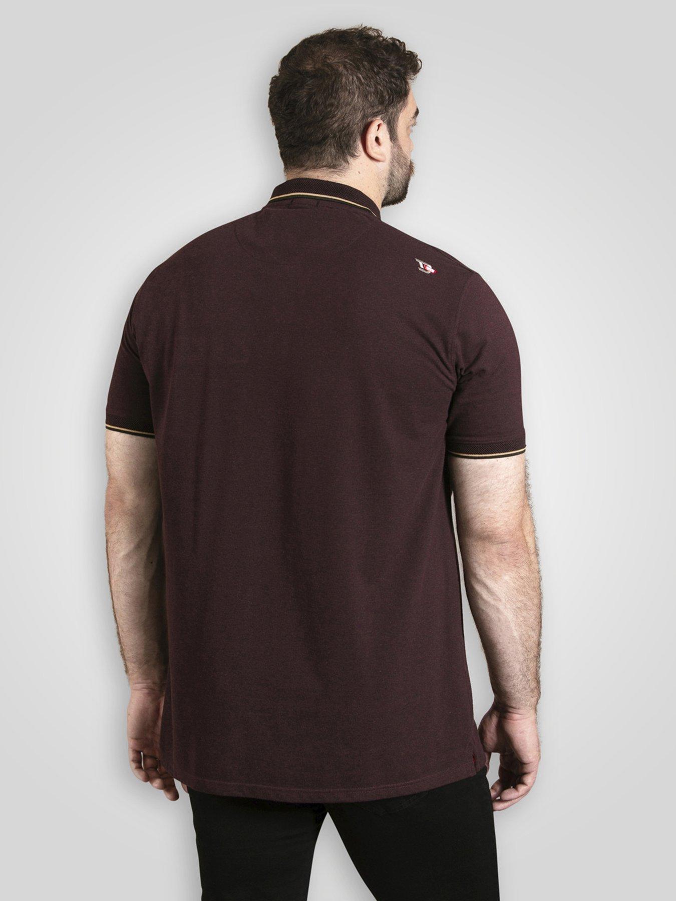Image 2 of 6 of D555 Pique Polo Shirt With Jacquard Collar And Cuffs With Chest Pocket - Red