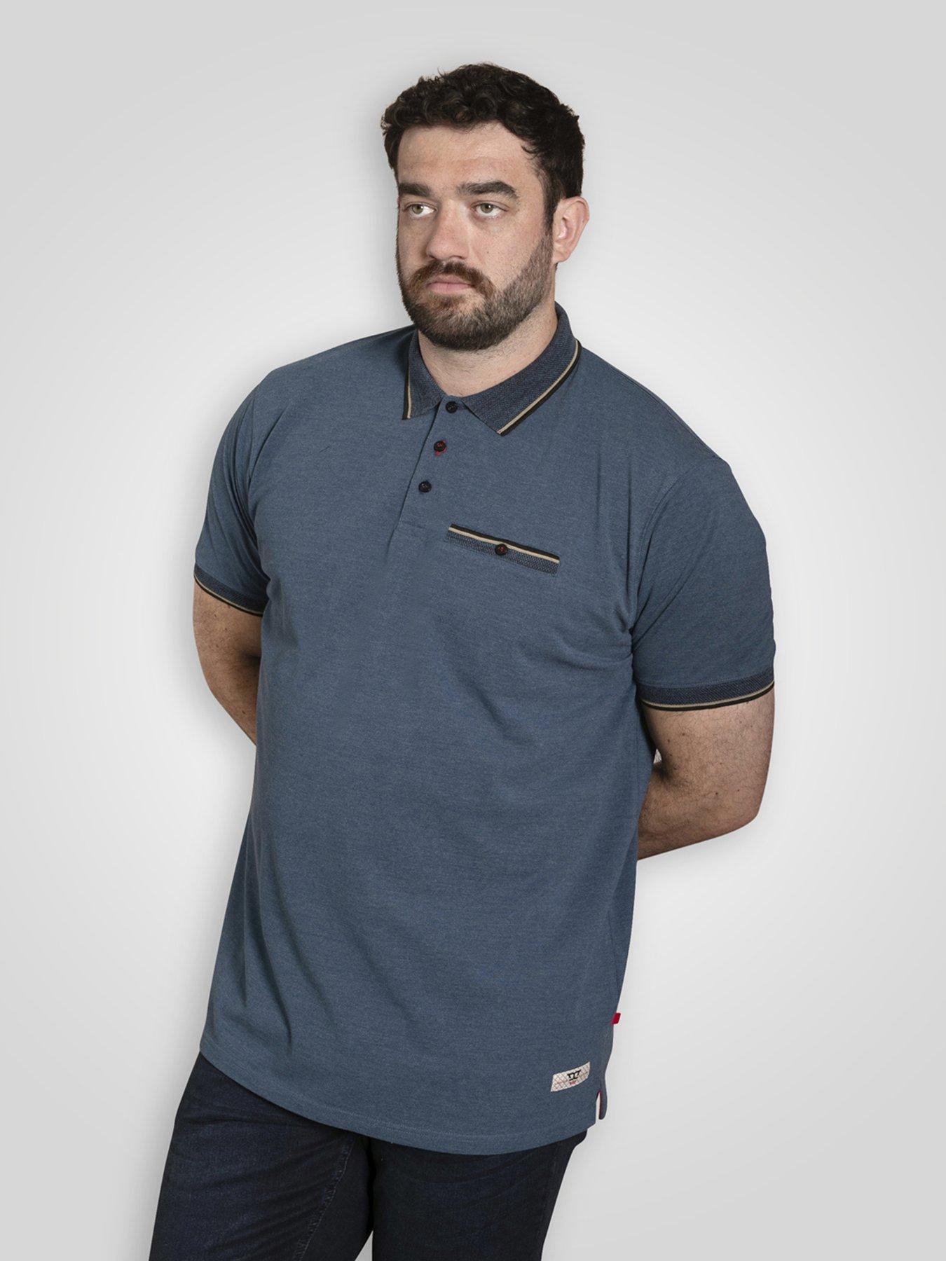 d555-pique-polo-shirt-with-jacquard-collar-and-cuffs-with-chest-pocket-blue