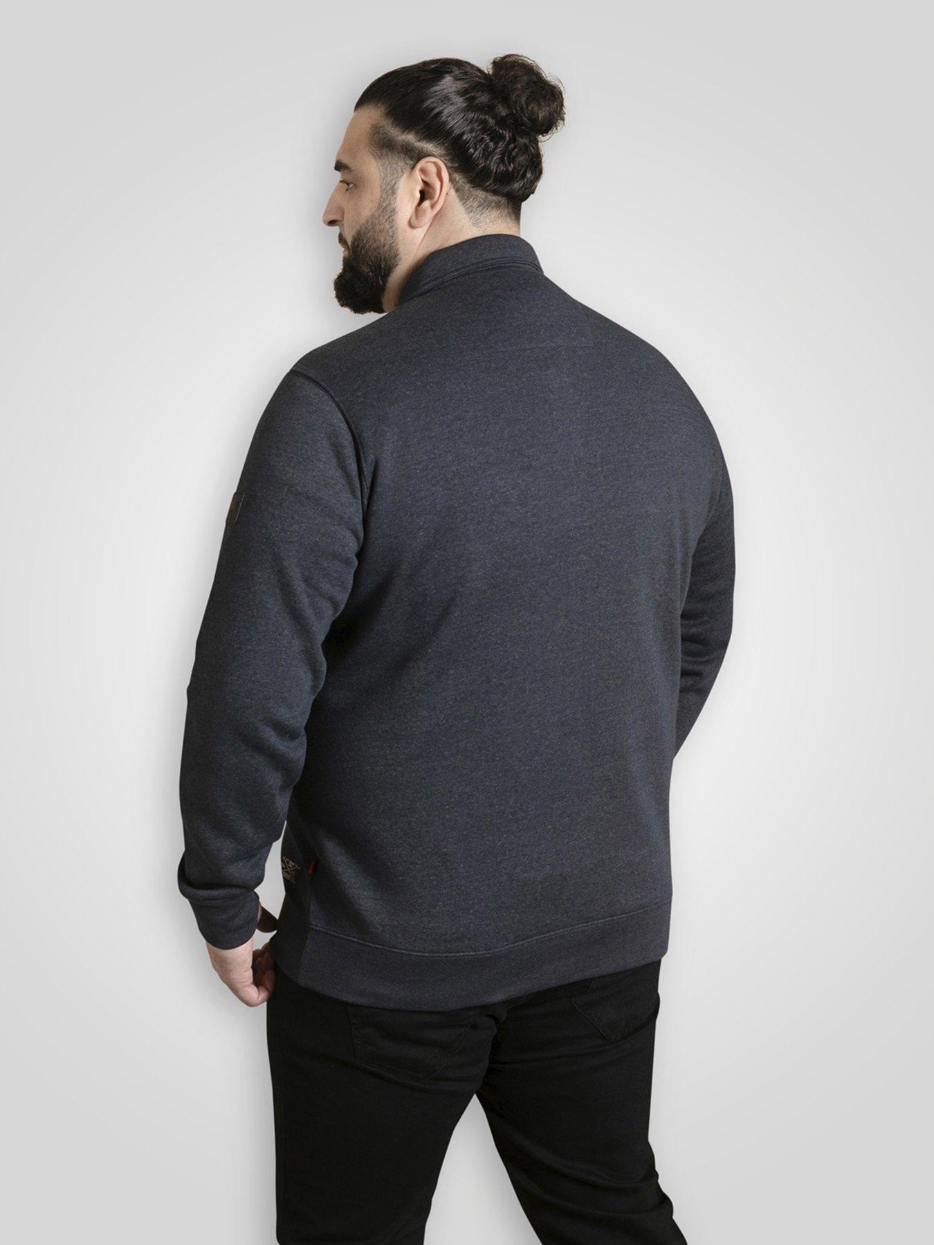 Image 2 of 6 of D555 Collar Sweatshirt With Black Snap Button Placket - Navy