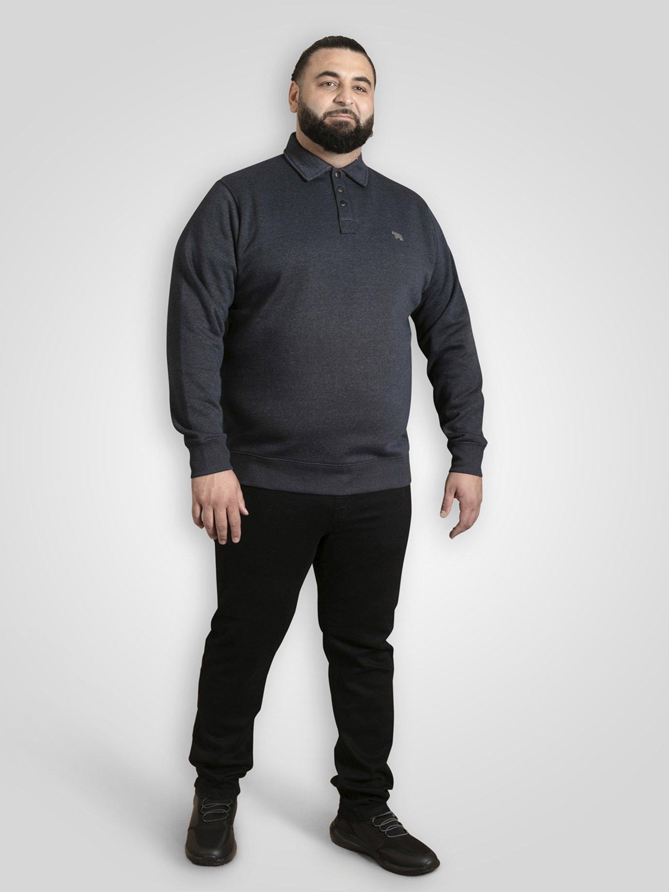 Image 3 of 6 of D555 Collar Sweatshirt With Black Snap Button Placket - Navy