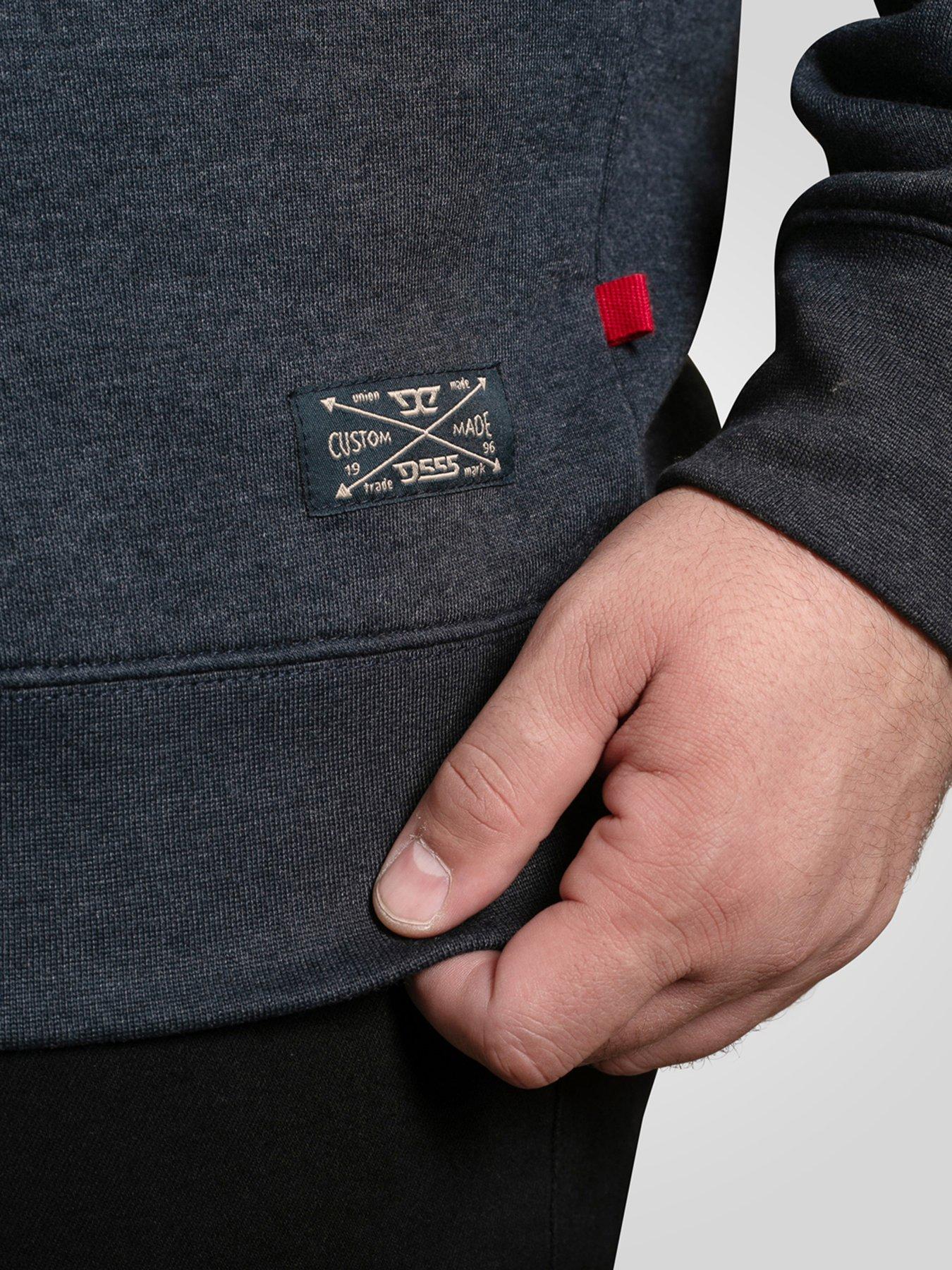 Image 4 of 6 of D555 Collar Sweatshirt With Black Snap Button Placket - Navy