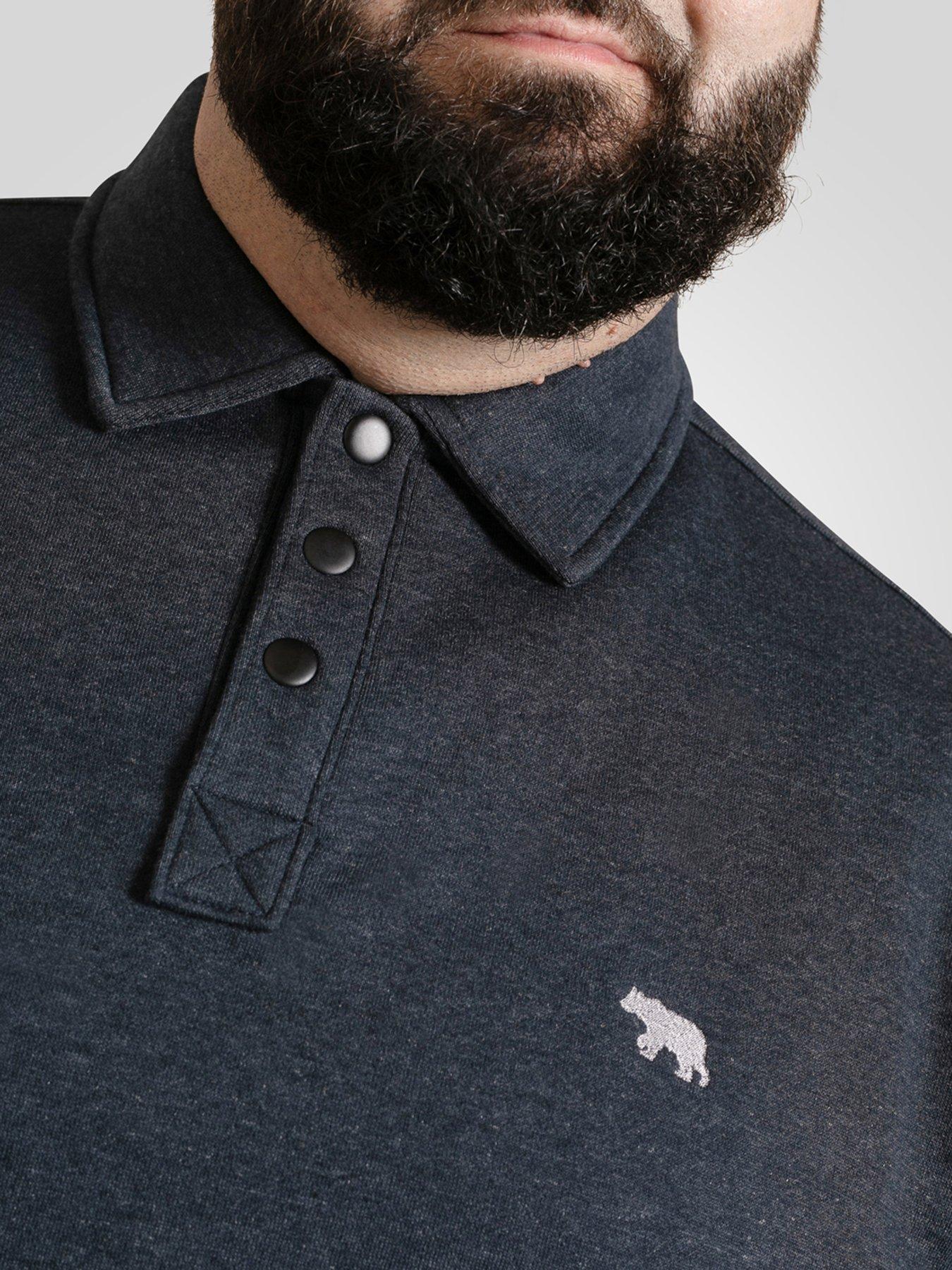 Image 5 of 6 of D555 Collar Sweatshirt With Black Snap Button Placket - Navy