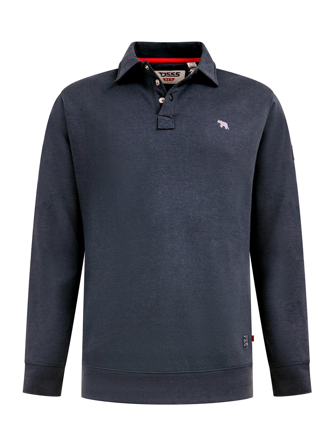 Image 6 of 6 of D555 Collar Sweatshirt With Black Snap Button Placket - Navy