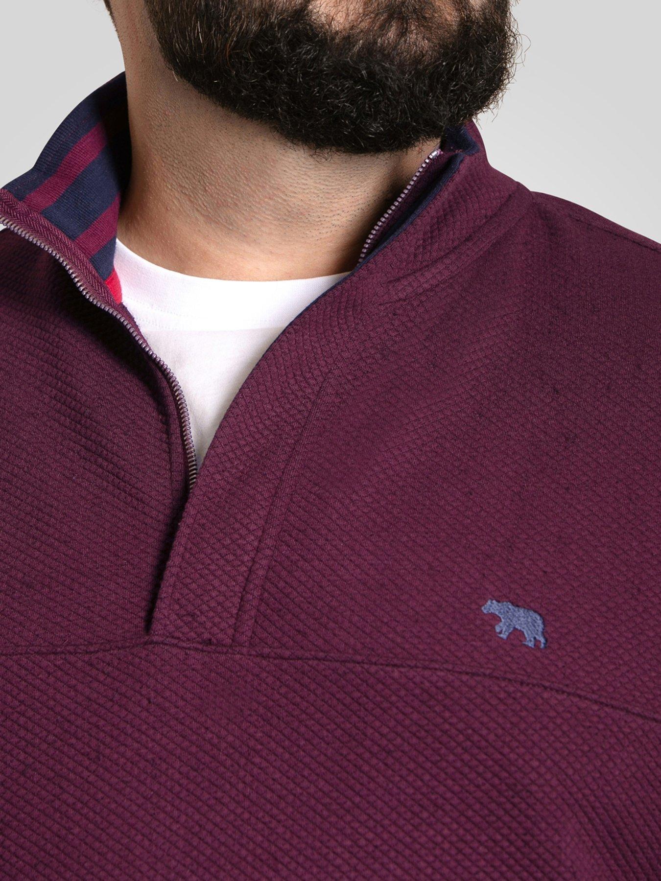 Image 4 of 5 of D555 Quarter Zip Neck Sweatshirt - Red