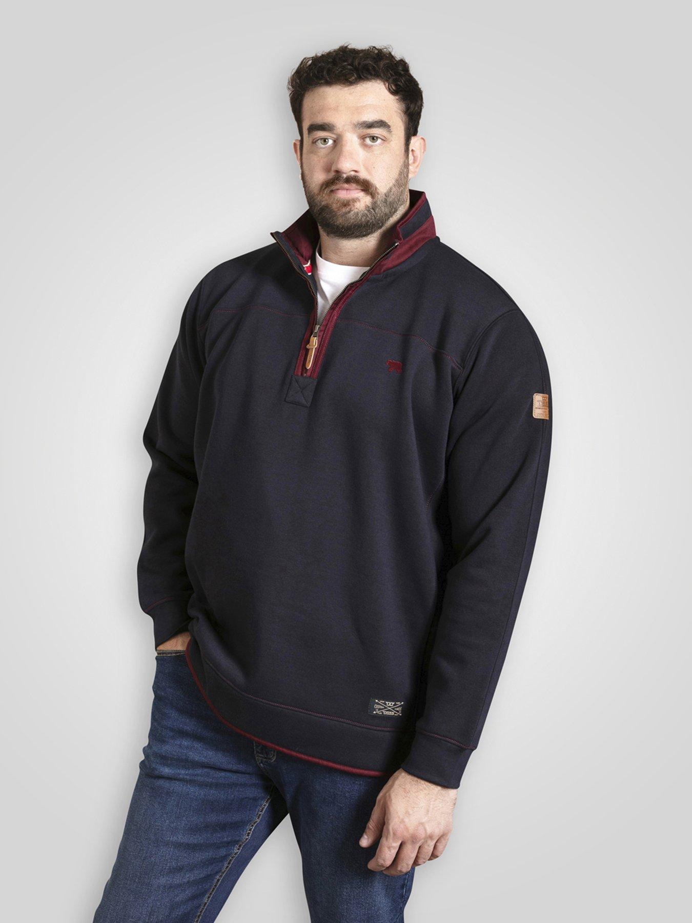 Image 1 of 7 of D555 Quarter Zip Fleece Sweatshirt With Chest Embroidery - Navy