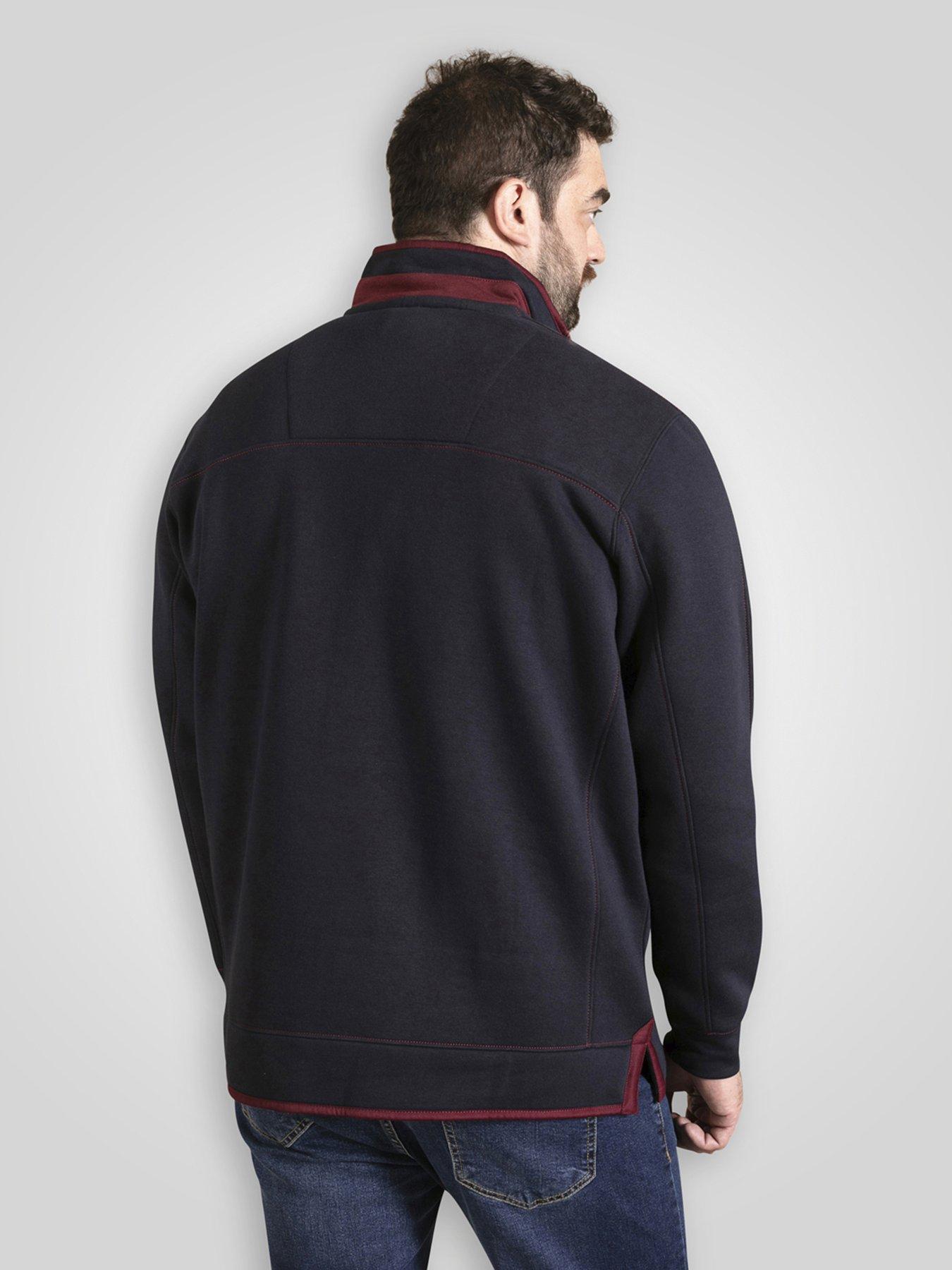 Image 2 of 7 of D555 Quarter Zip Fleece Sweatshirt With Chest Embroidery - Navy