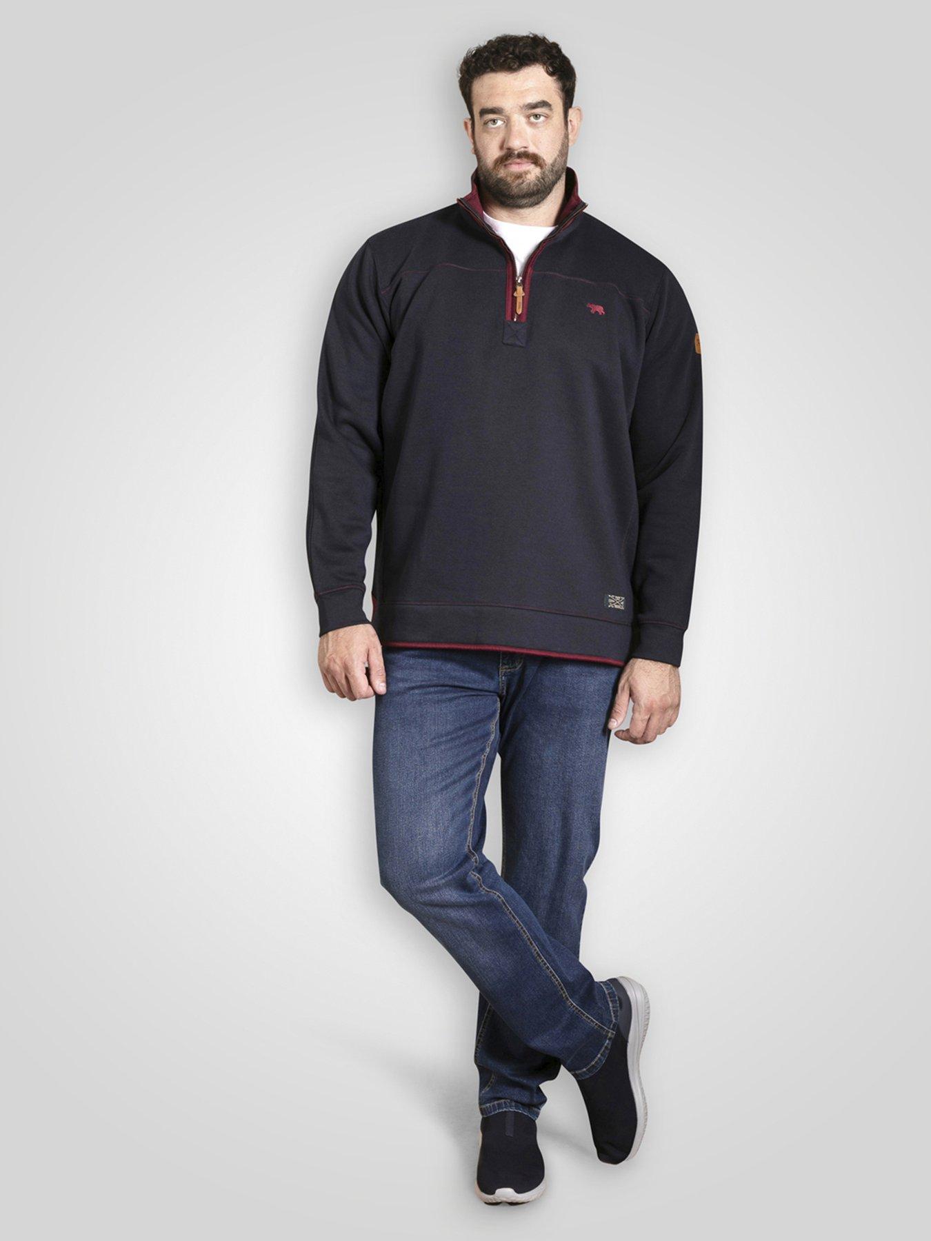 Image 3 of 7 of D555 Quarter Zip Fleece Sweatshirt With Chest Embroidery - Navy