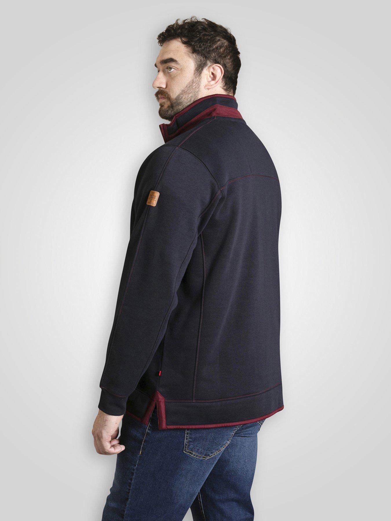 Image 6 of 7 of D555 Quarter Zip Fleece Sweatshirt With Chest Embroidery - Navy