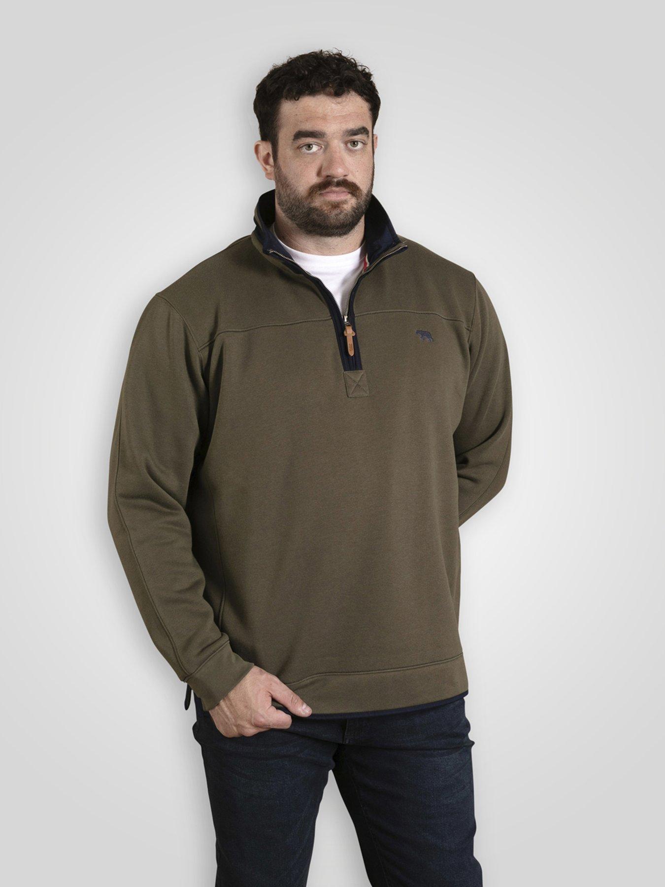D555 Quarter Zip Neck Fleece Sweatshirt With Chest Embroidery - Green