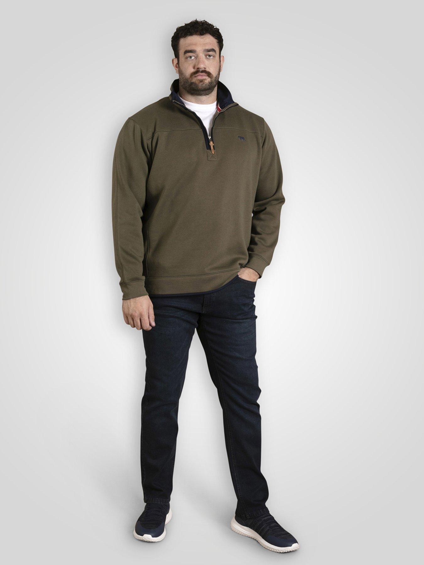  image of d555-quarter-zip-neck-fleece-sweatshirt-with-chest-embroidery-green