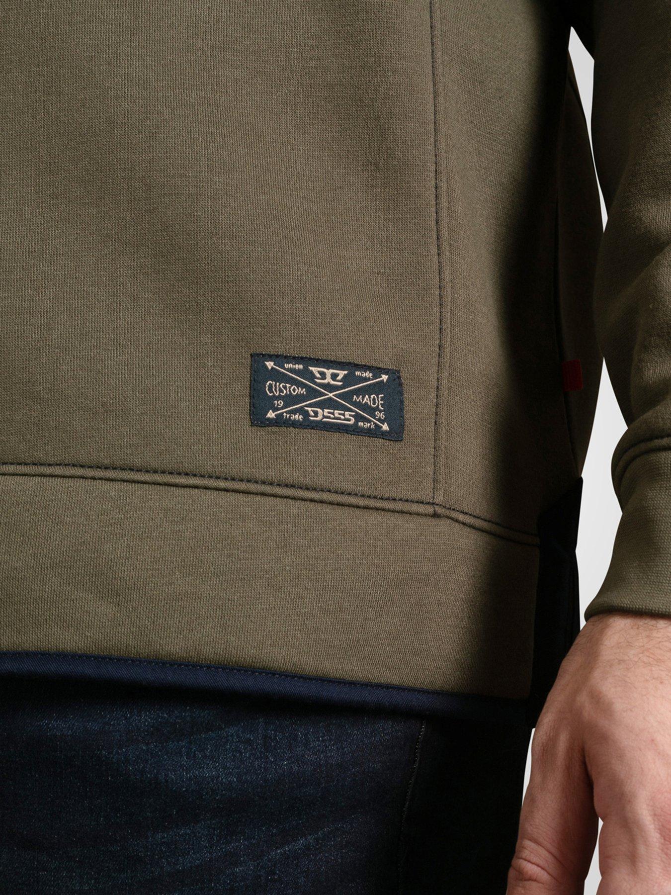  image of d555-quarter-zip-neck-fleece-sweatshirt-with-chest-embroidery-green