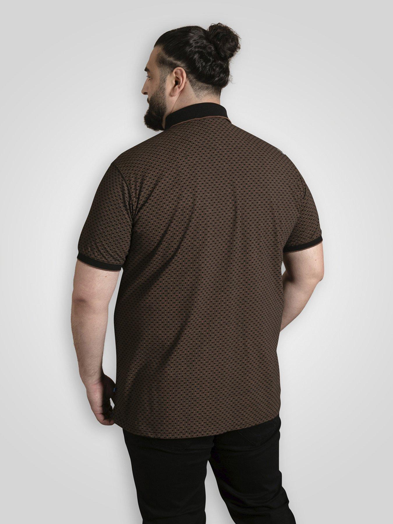 Image 2 of 6 of D555 Polo Shirt With Jacquard Collar Pocket And Cuffs With Gold Tipping - Black