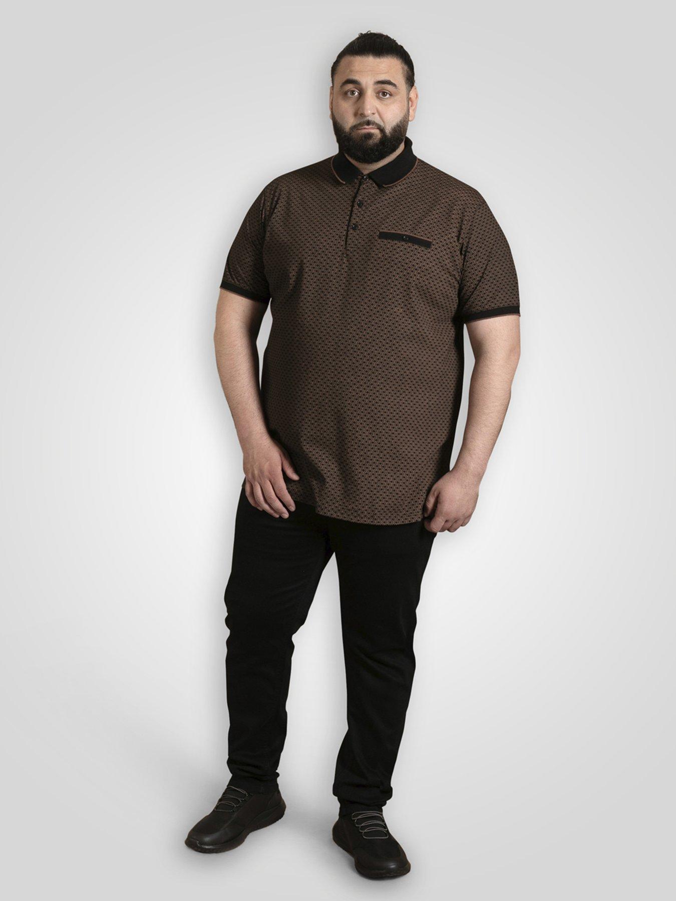 Image 3 of 6 of D555 Polo Shirt With Jacquard Collar Pocket And Cuffs With Gold Tipping - Black