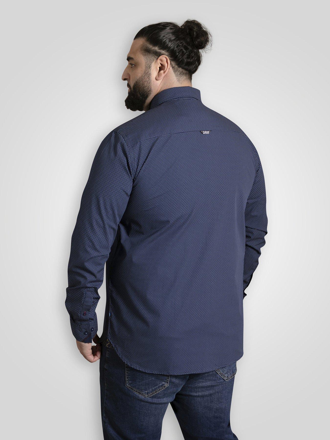  image of d555-micro-blue-shirt-with-concealed-button-down-collar-navy