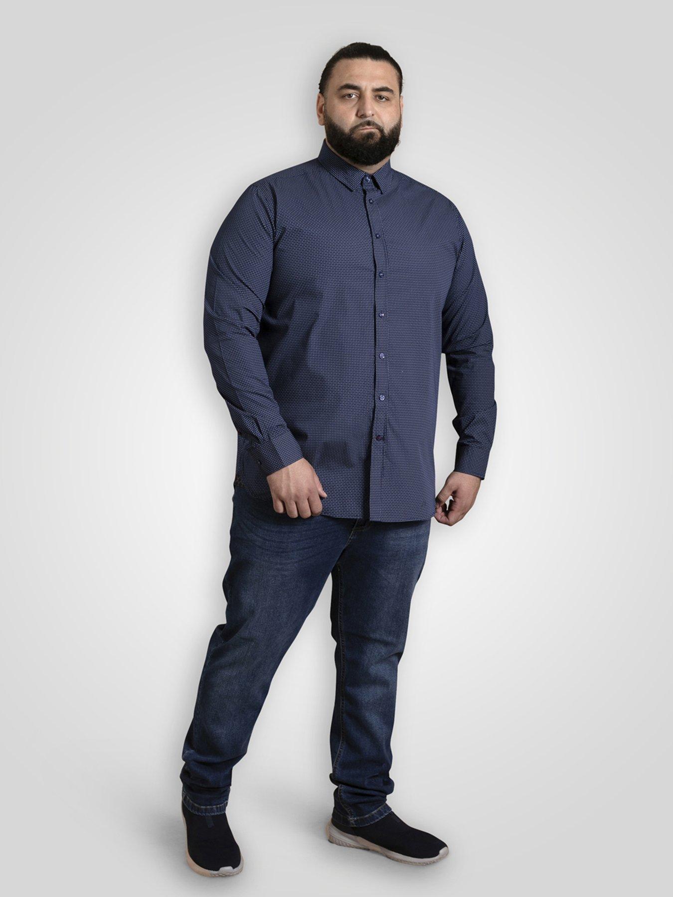  image of d555-micro-blue-shirt-with-concealed-button-down-collar-navy