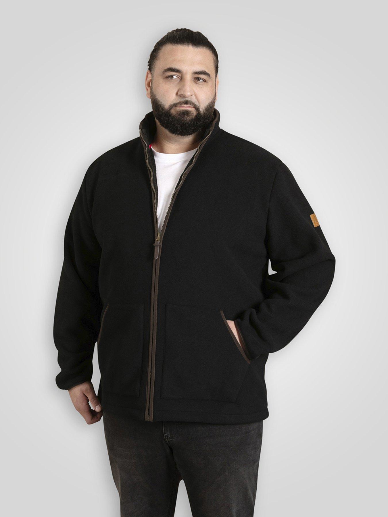 Image 1 of 6 of D555 Zip Through Bonded Micro Fleece Jacket With Sherpa Lining - Black
