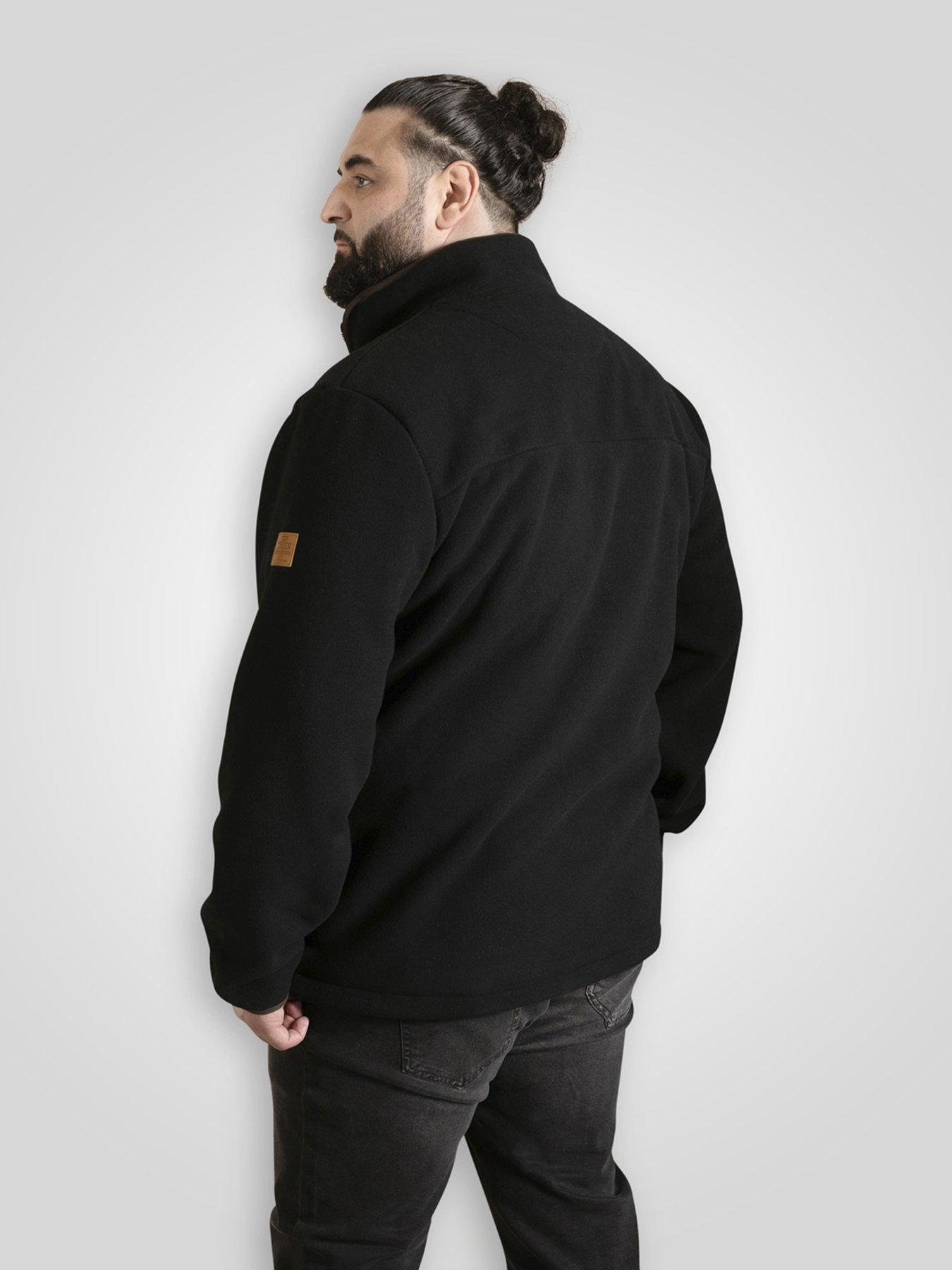 Image 2 of 6 of D555 Zip Through Bonded Micro Fleece Jacket With Sherpa Lining - Black