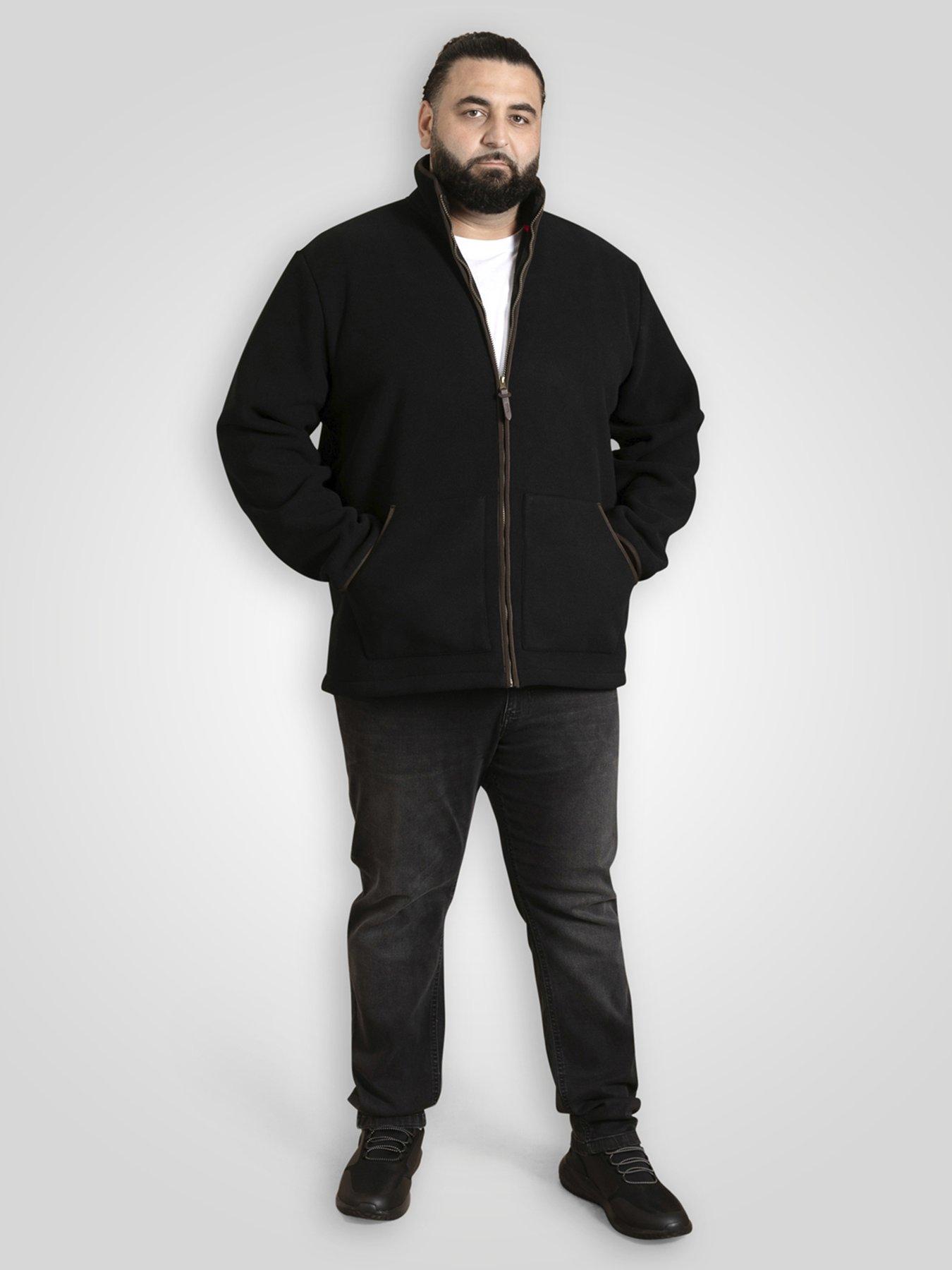 Image 3 of 6 of D555 Zip Through Bonded Micro Fleece Jacket With Sherpa Lining - Black