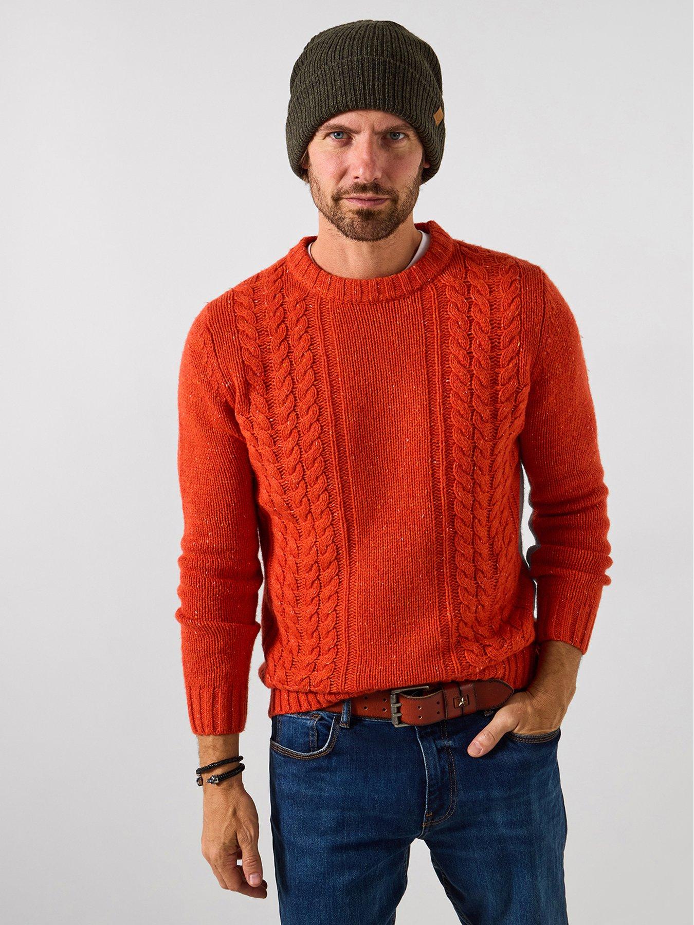  image of joe-browns-hit-the-harbour-cable-knitted-jumper-orange