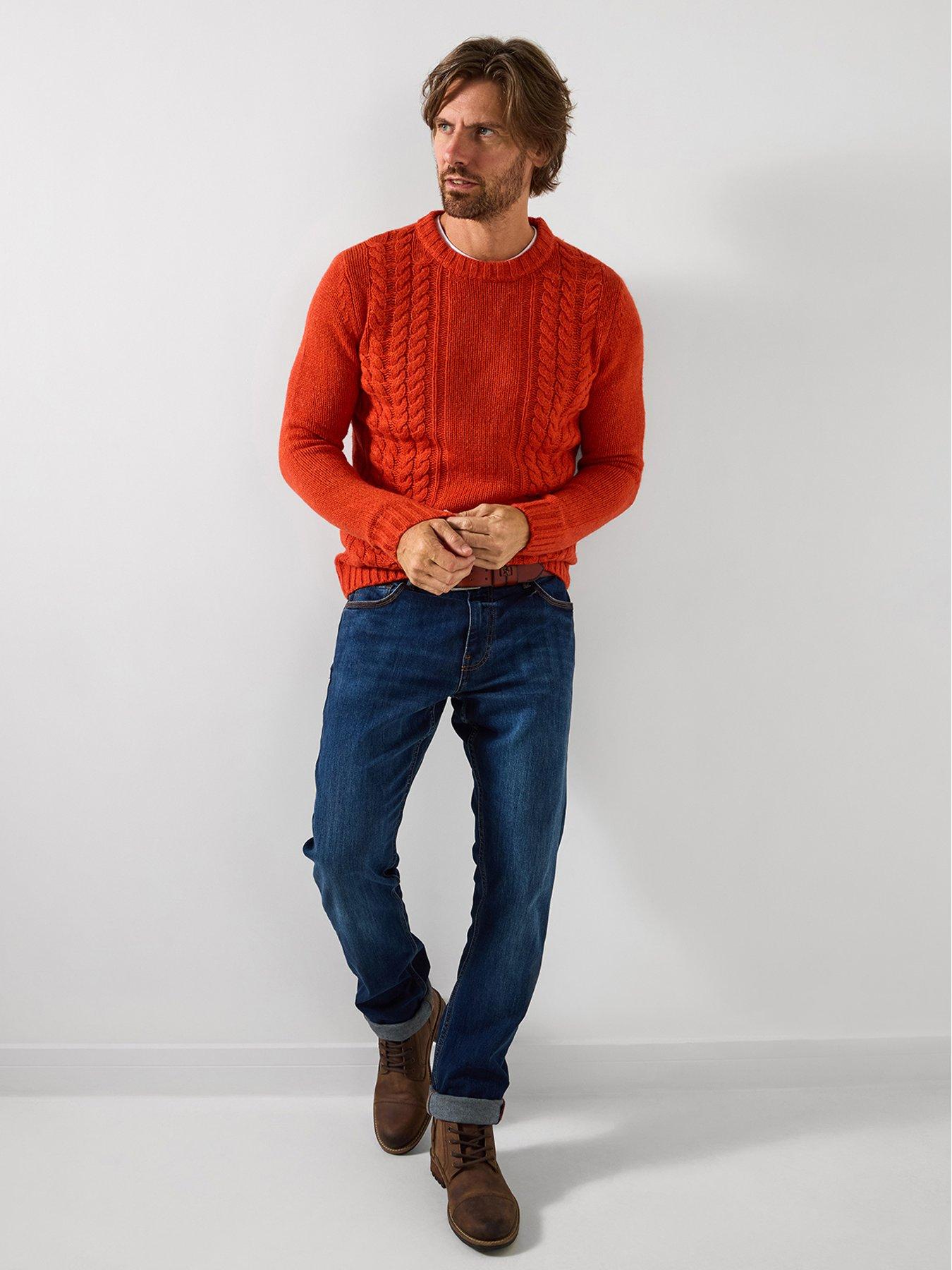  image of joe-browns-hit-the-harbour-cable-knitted-jumper-orange