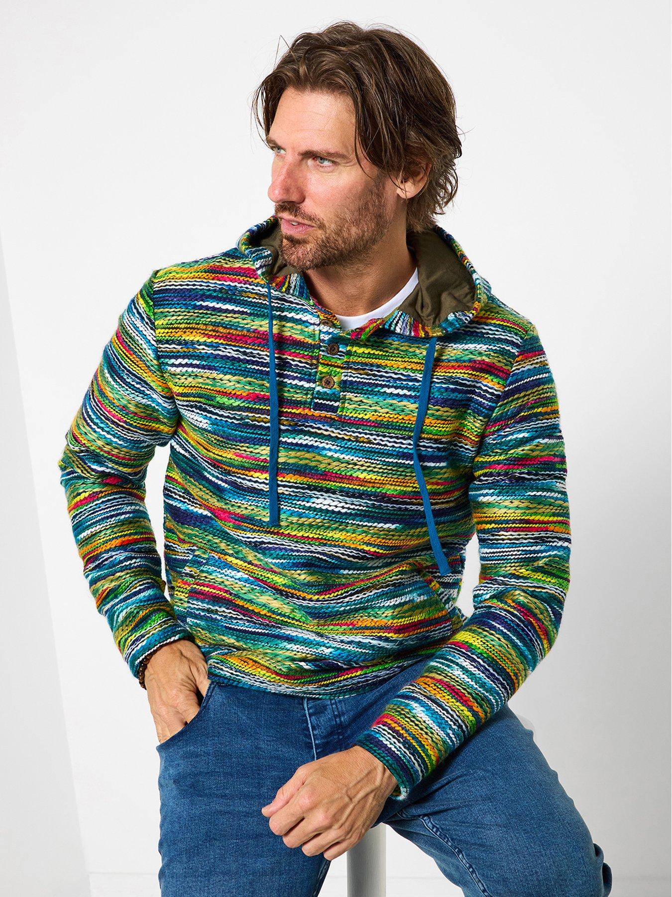  image of joe-browns-brilliantly-bright-woven-stripe-hoodie-multi