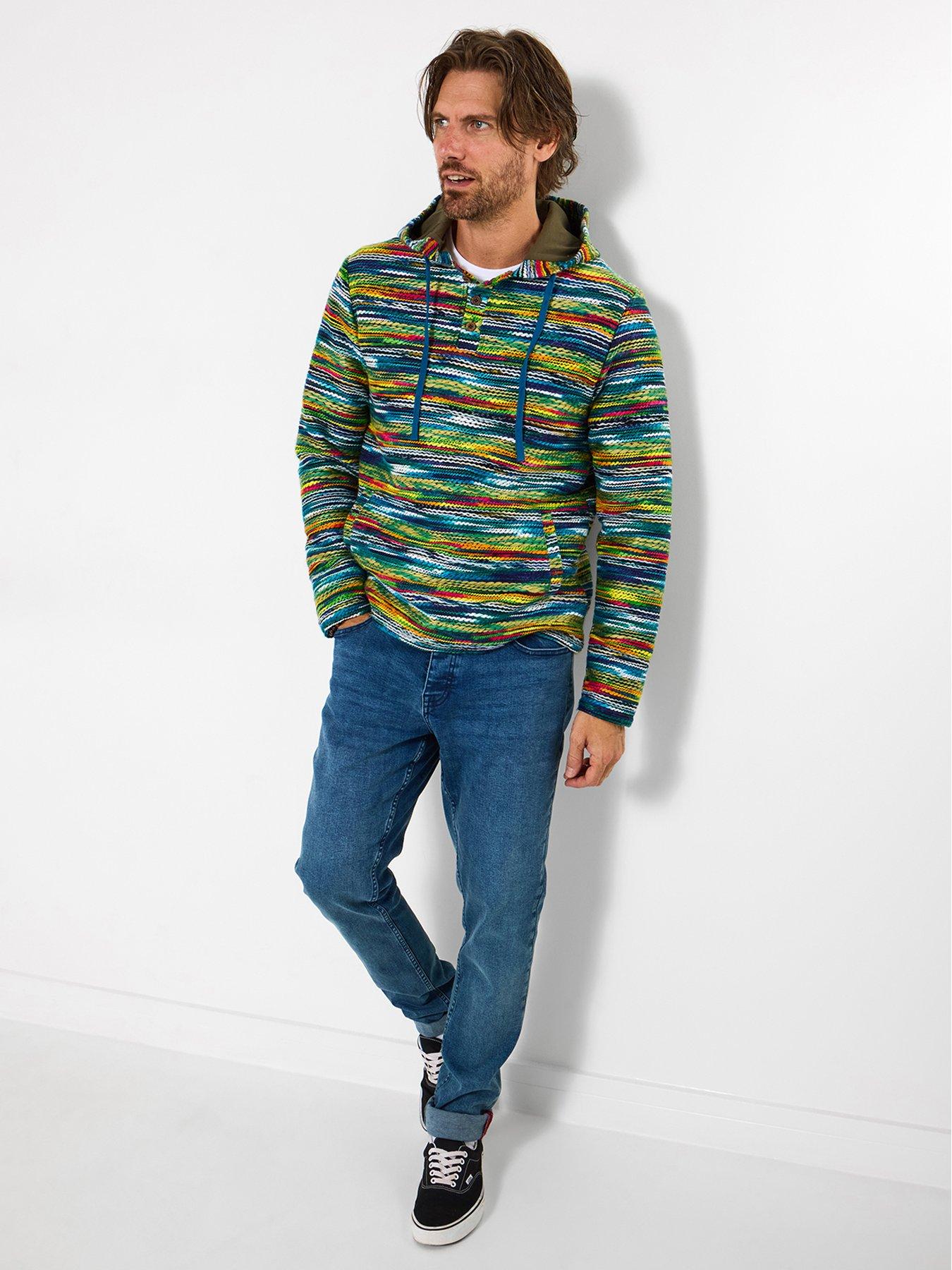  image of joe-browns-brilliantly-bright-woven-stripe-hoodie-multi
