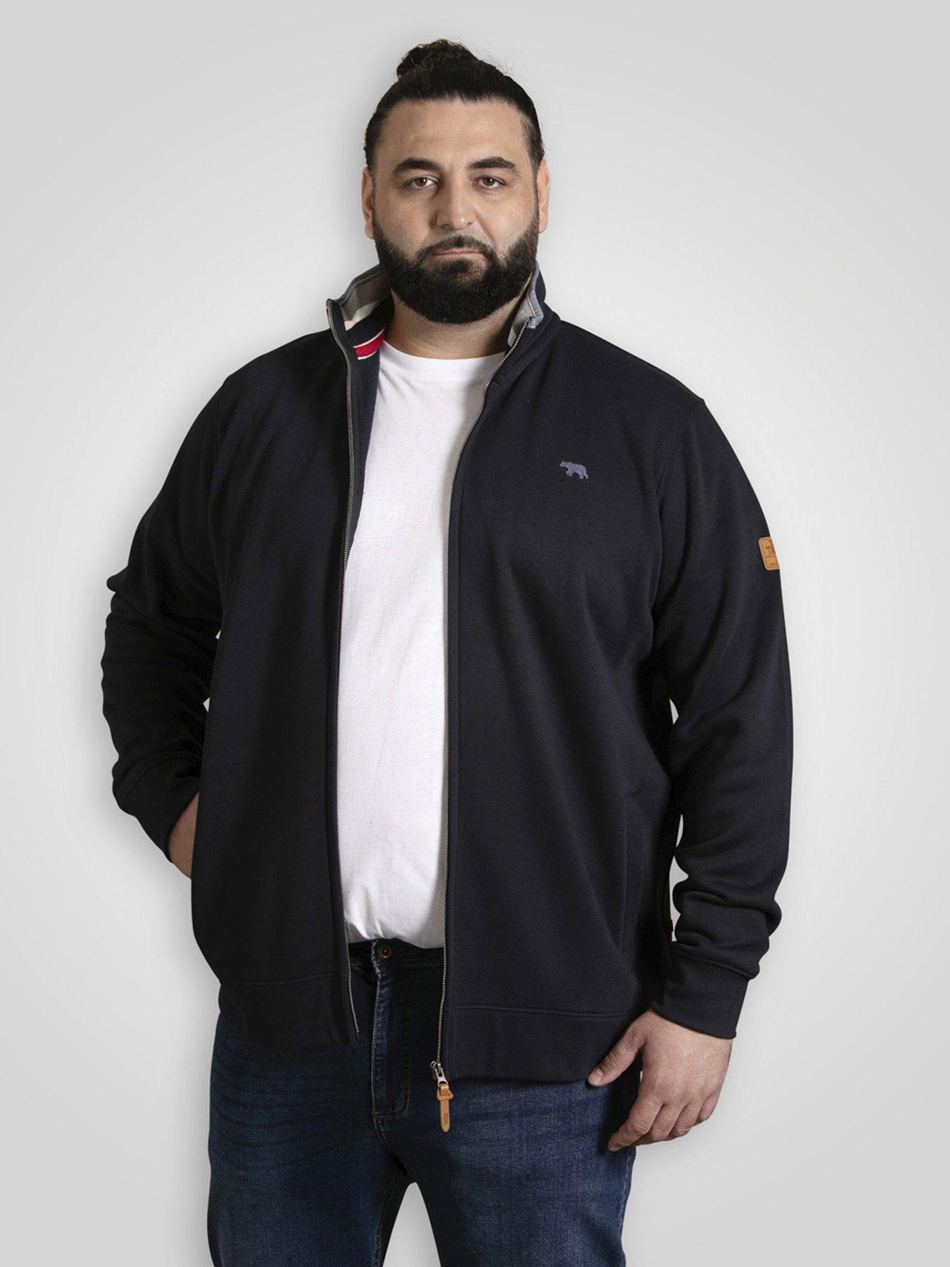 D555 Zip Through Sweatshirt In Fleece With Chest Embroidery - Navy