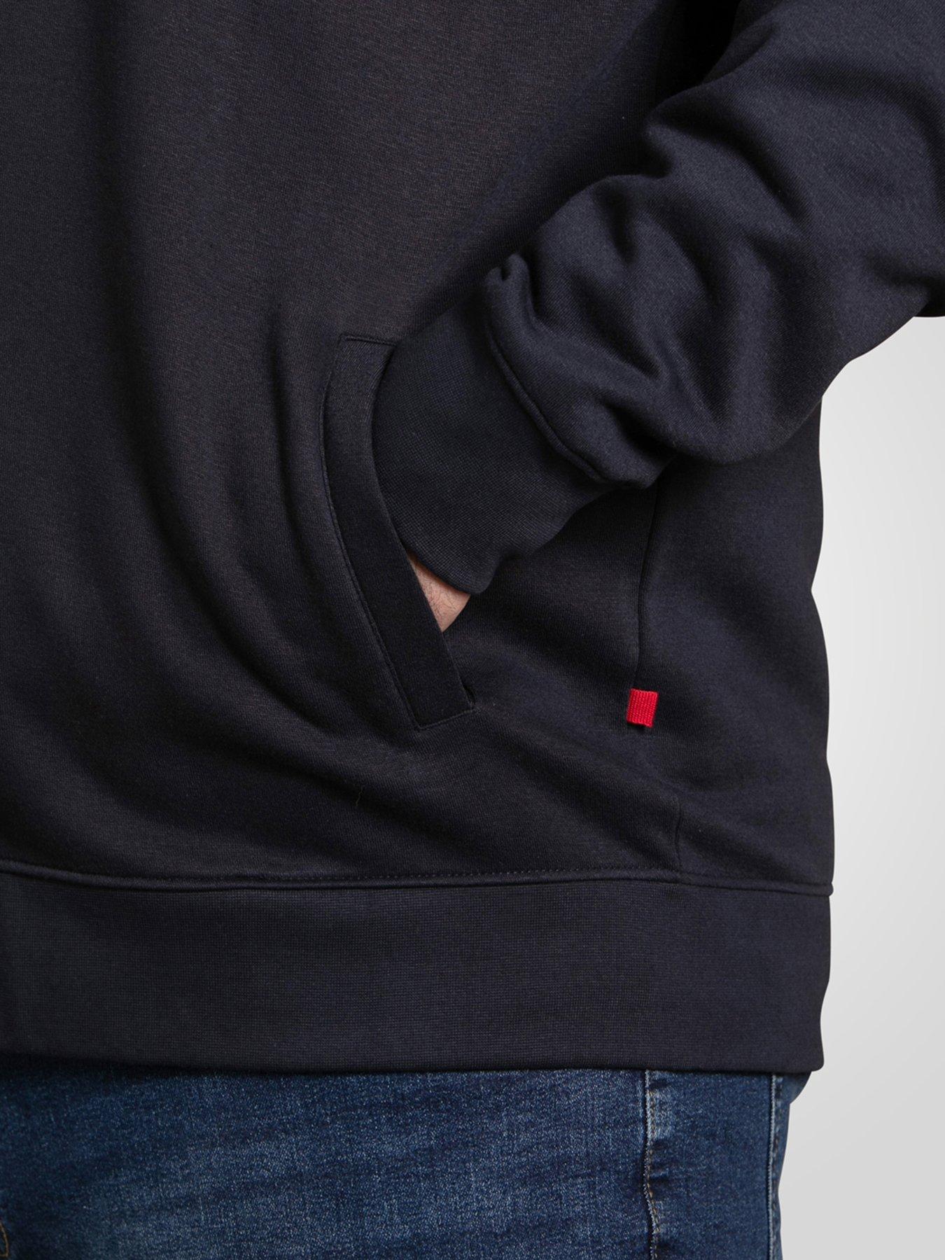  image of d555-zip-through-sweatshirt-in-fleece-with-chest-embroidery-navy