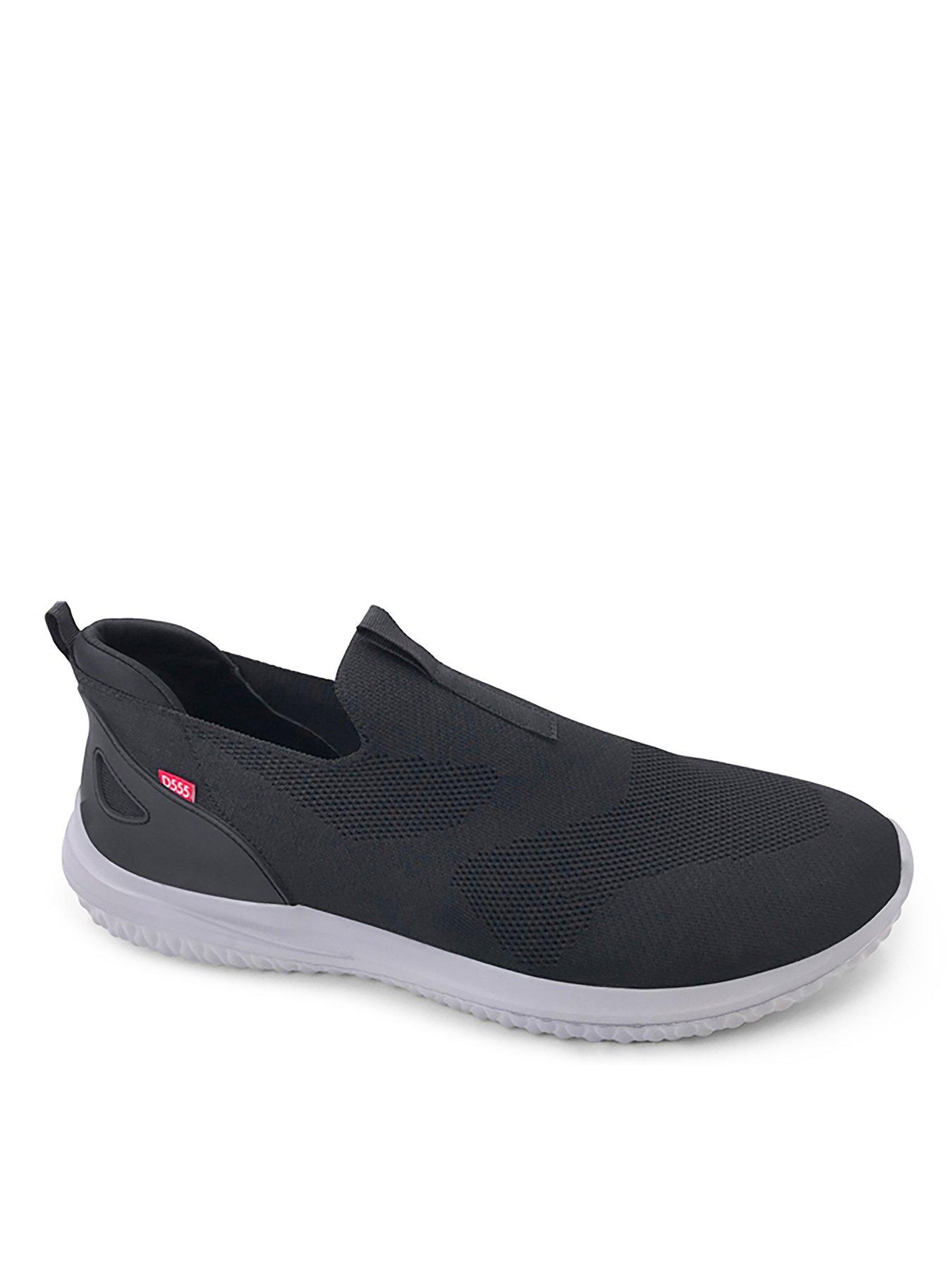 D555 Kingsize Hands Free Casual Slip-On Shoes With Knitted Top - Black