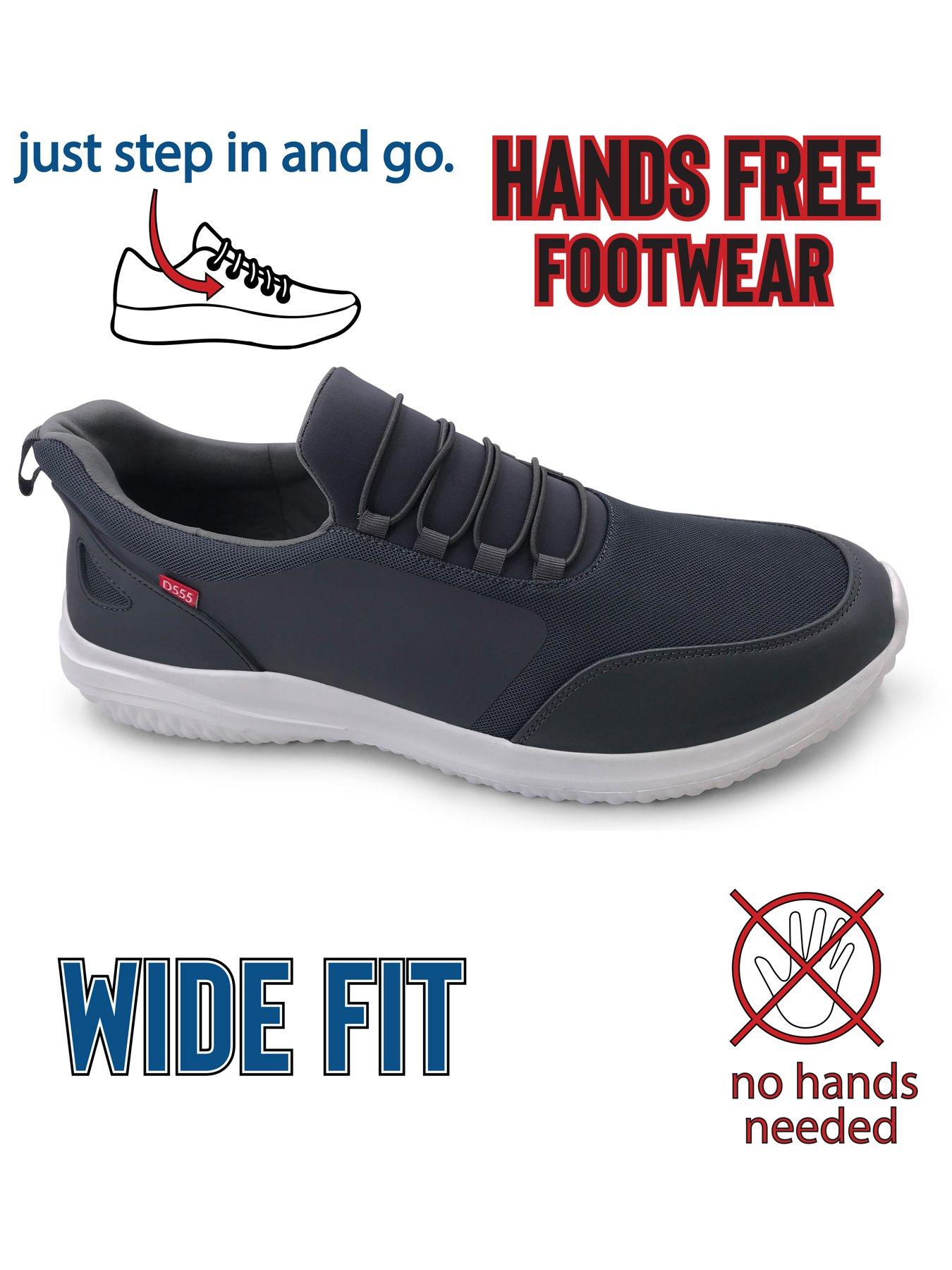  image of d555-kingsize-hands-free-casual-slip-on-shoes-with-pu-faux-laces-grey