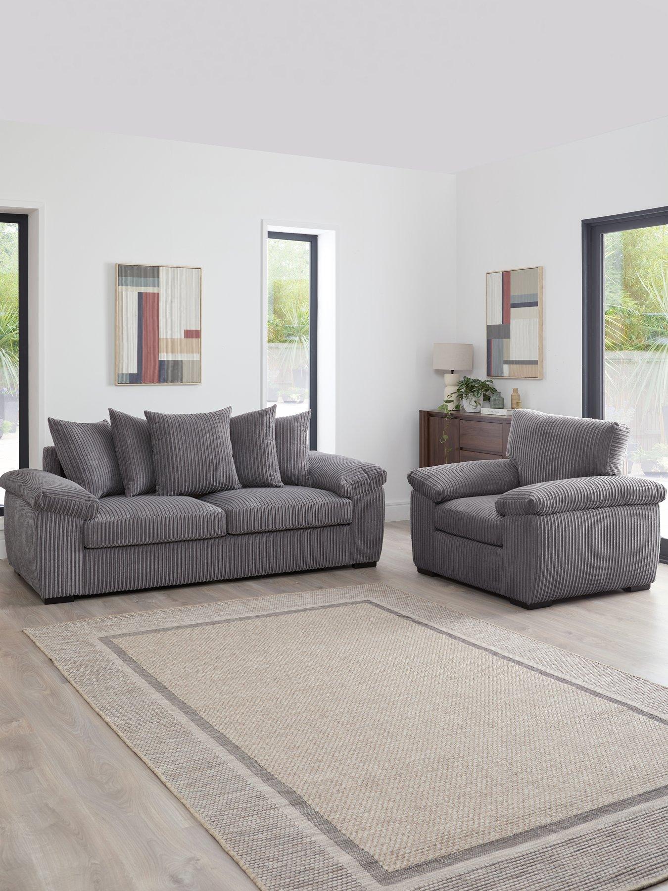 Image 1 of 7 of The Very Collection Amalfi Scatter Back 3&nbsp;Seater Sofa&nbsp;+ Armchair - Charcoal - (Buy &amp; SAVE!)
