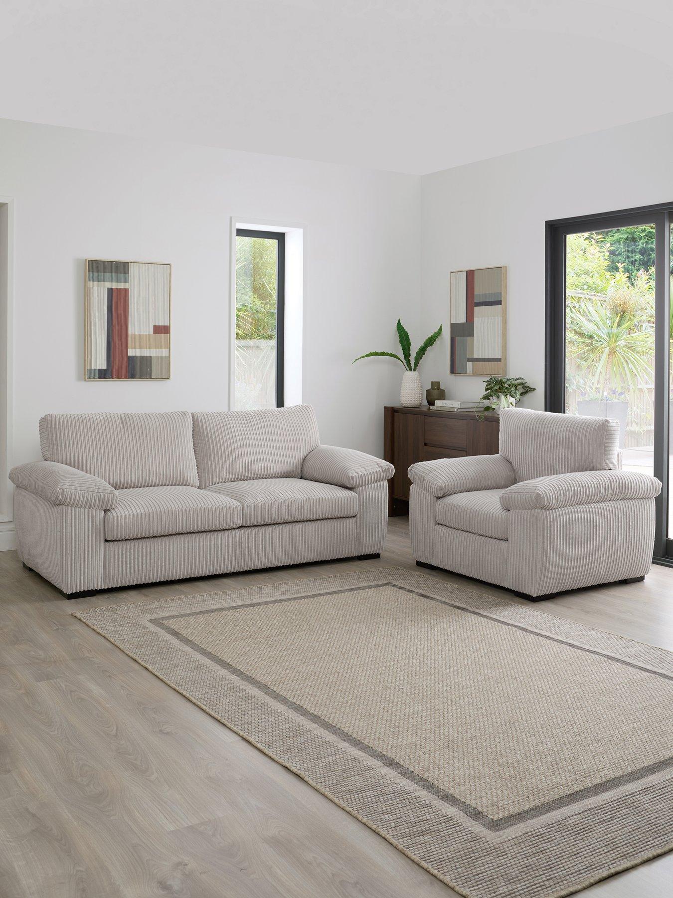 The Very Collection Amalfi Standard Back 3 Seater Sofa and Armchair Set (Buy  &  SAVE!) - Silver - FSC® Certified