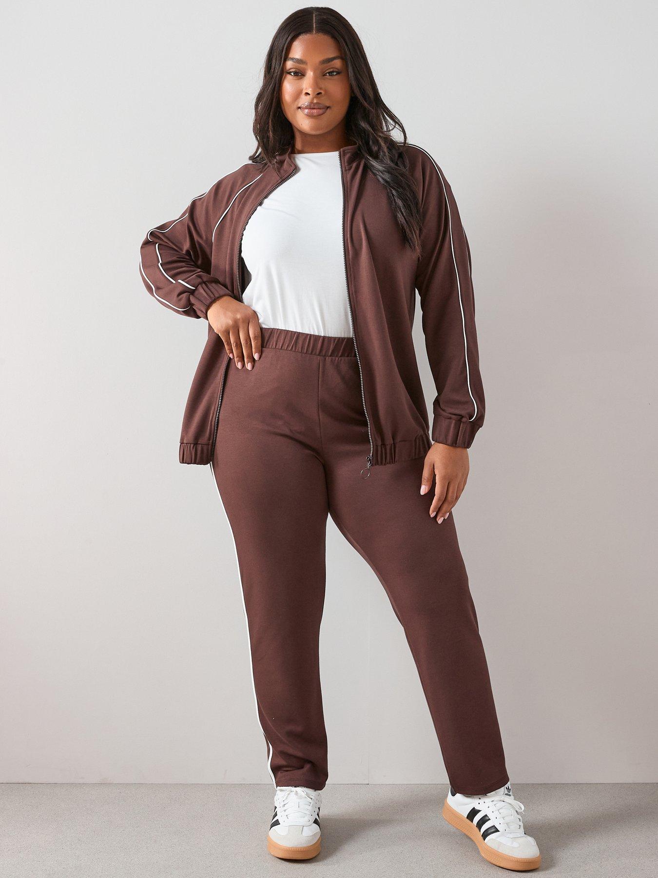 The Very Collection Curve Piping Detail Straight Leg Jogger - Dark Brown