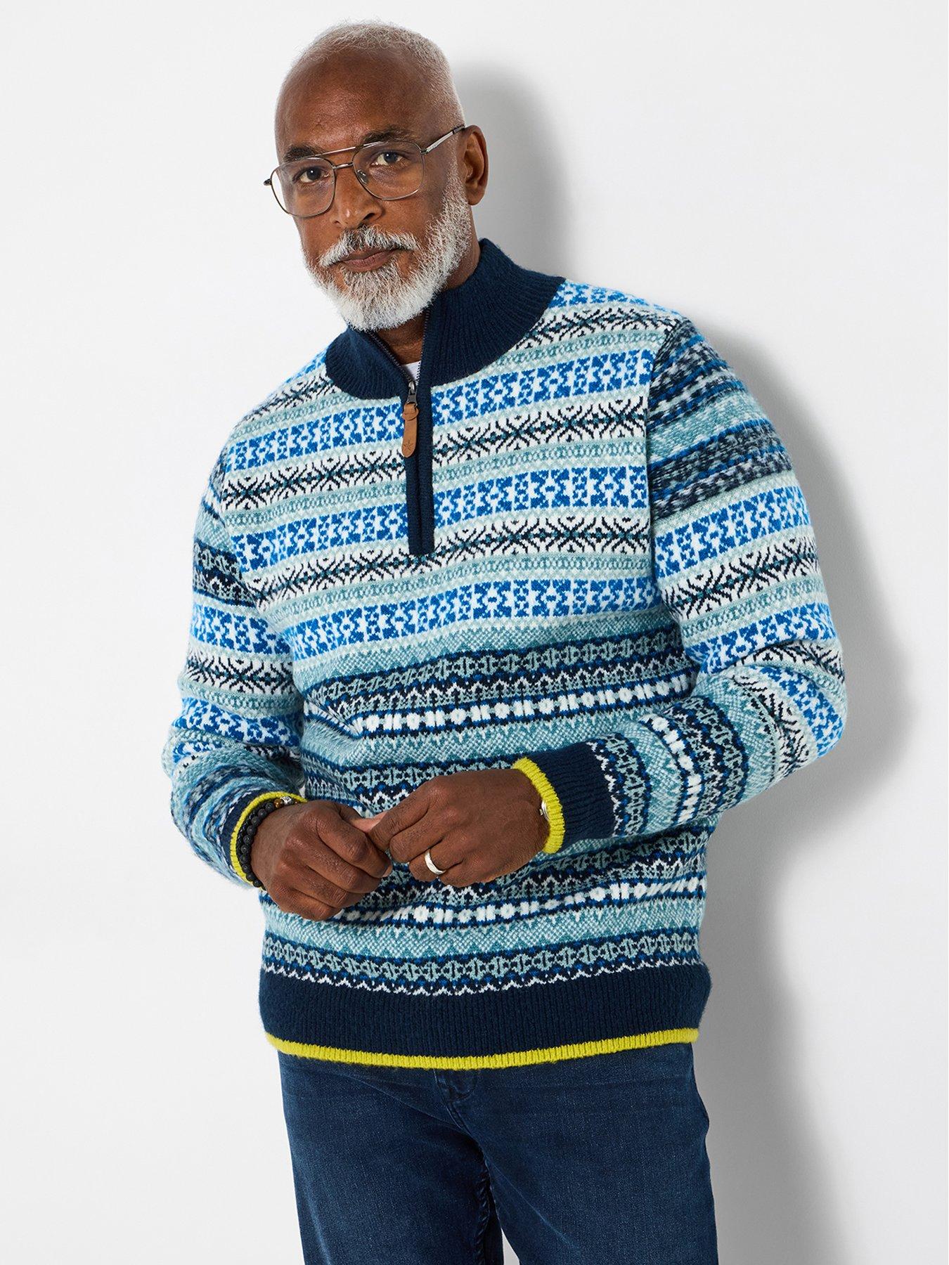 Joe Browns Fresh And Fabulous Fairisle Funnel 1/4 Zip Sweat - Blue