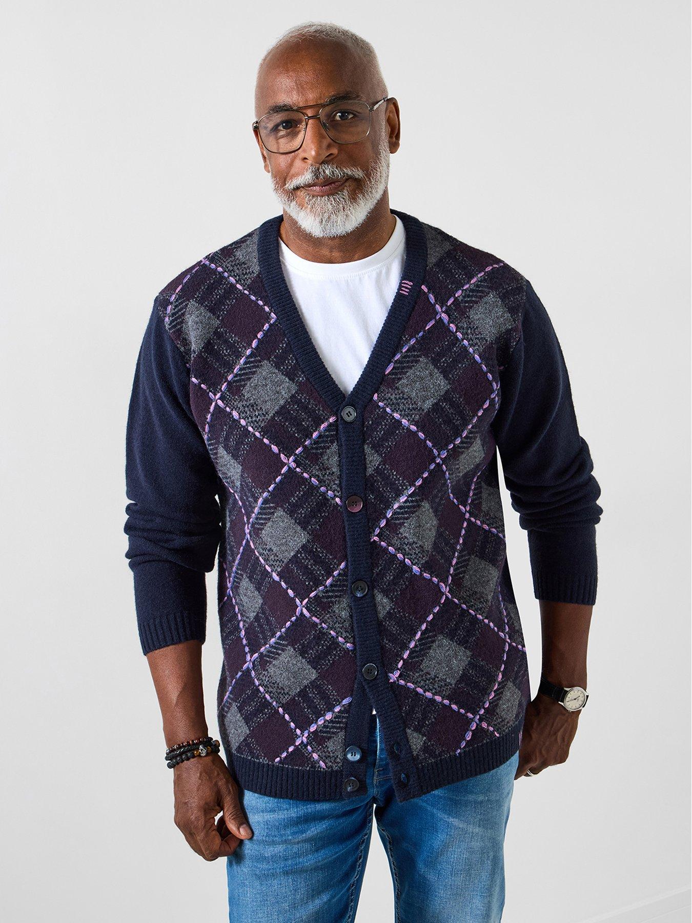  image of joe-browns-superb-stitch-argyll-knitted-cardigan-navy