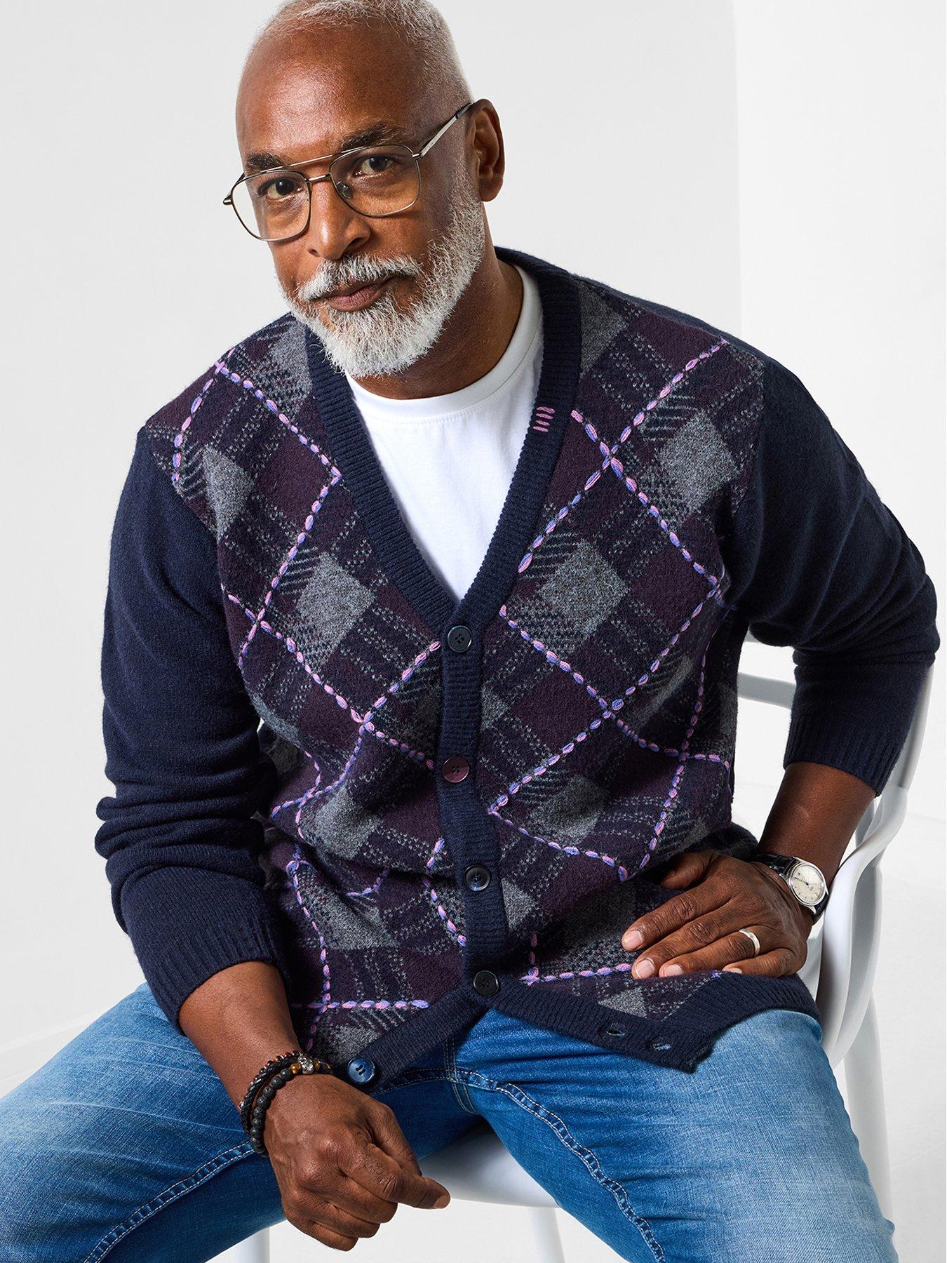  image of joe-browns-superb-stitch-argyll-knitted-cardigan-navy