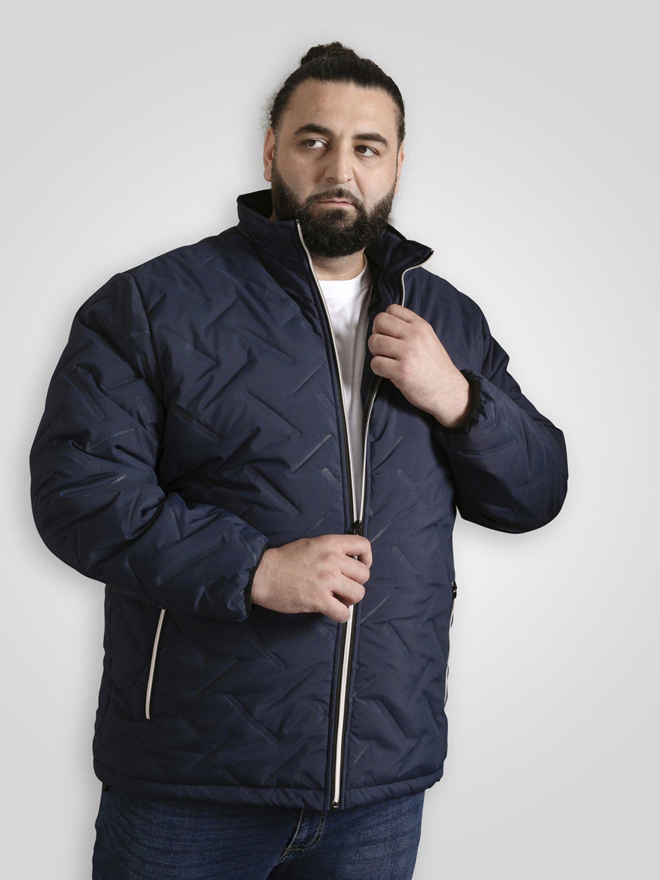 D555 Puffer Jacket With Decorative Quilting With Sherpa Lining - Navy