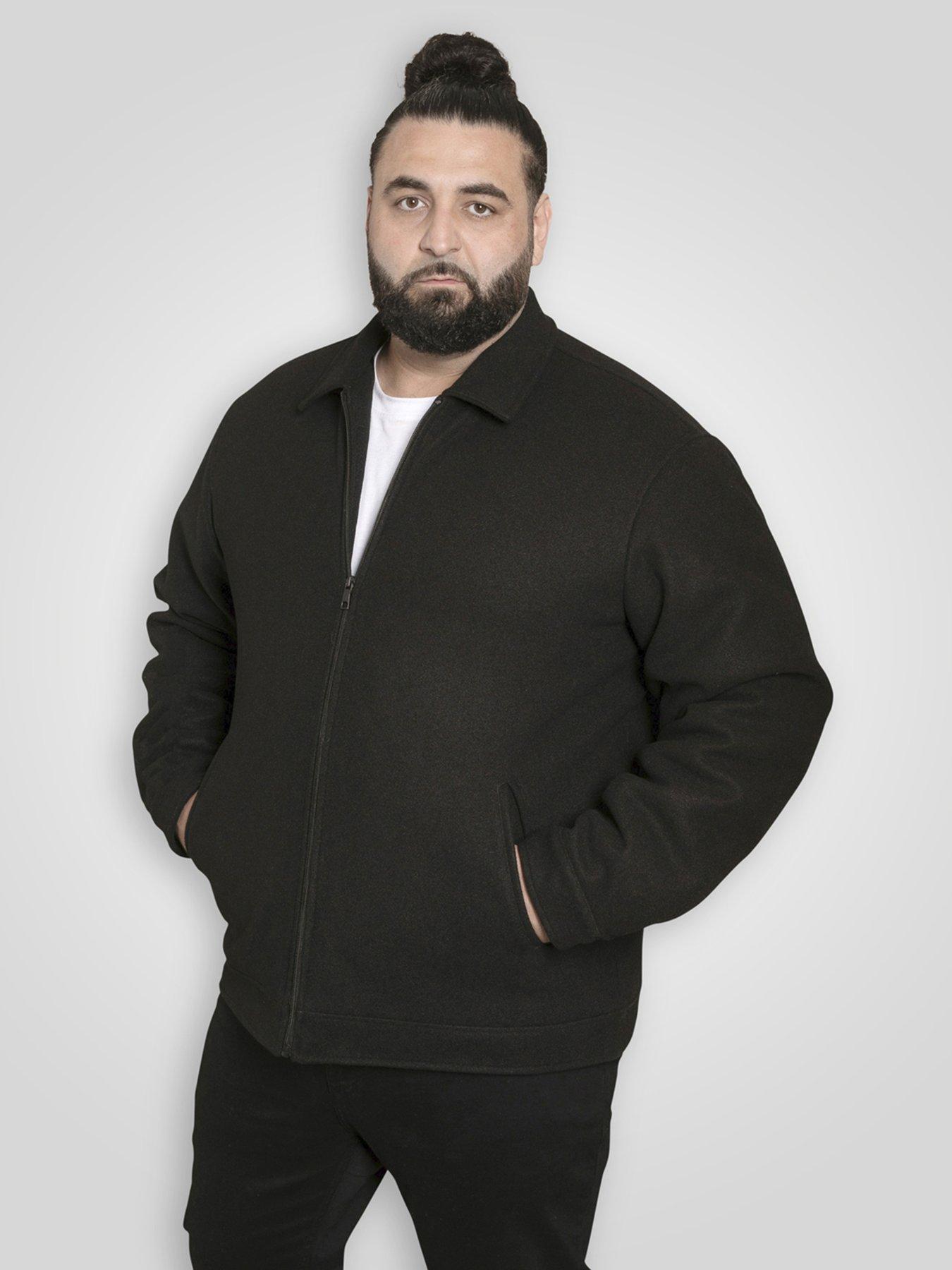 Image 1 of 6 of D555 Zip Through Collared Melton Harrington Jacket - Black