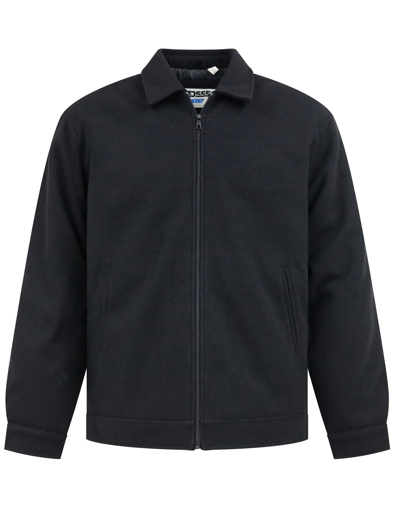 Image 6 of 6 of D555 Zip Through Collared Melton Harrington Jacket - Black