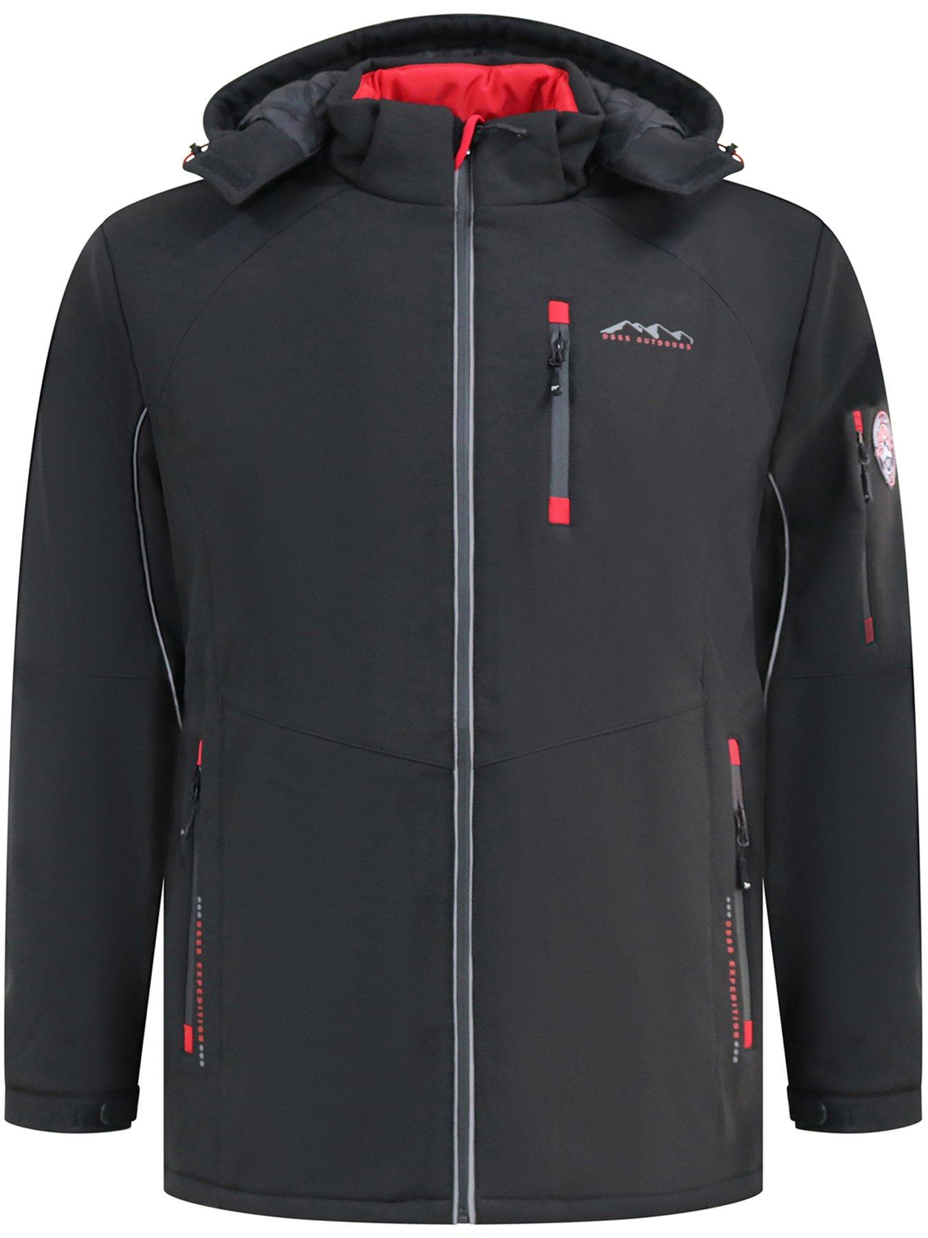 D555 Padded Soft Shell Jacket With Detachable Hood - Black | Littlewoods
