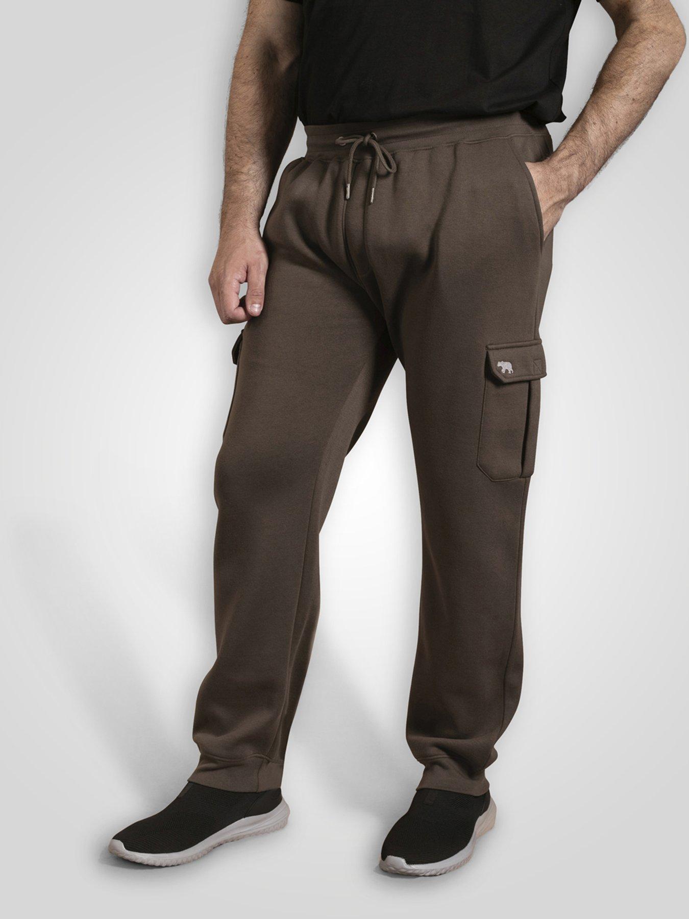 D555 Khaki Cargo Pocket Joggers With Ribbed Cuffs - Green