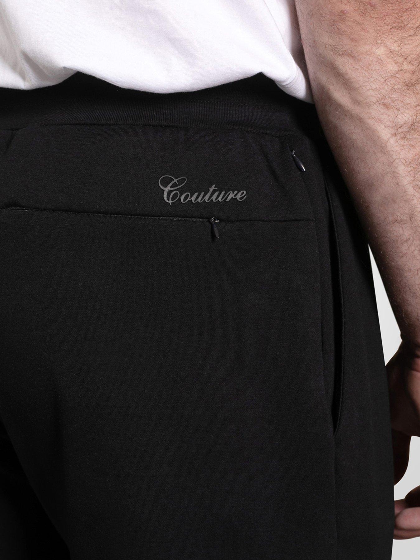 Image 3 of 5 of D555 Couture Open Hem Joggers With Pin Tuck Front - Navy