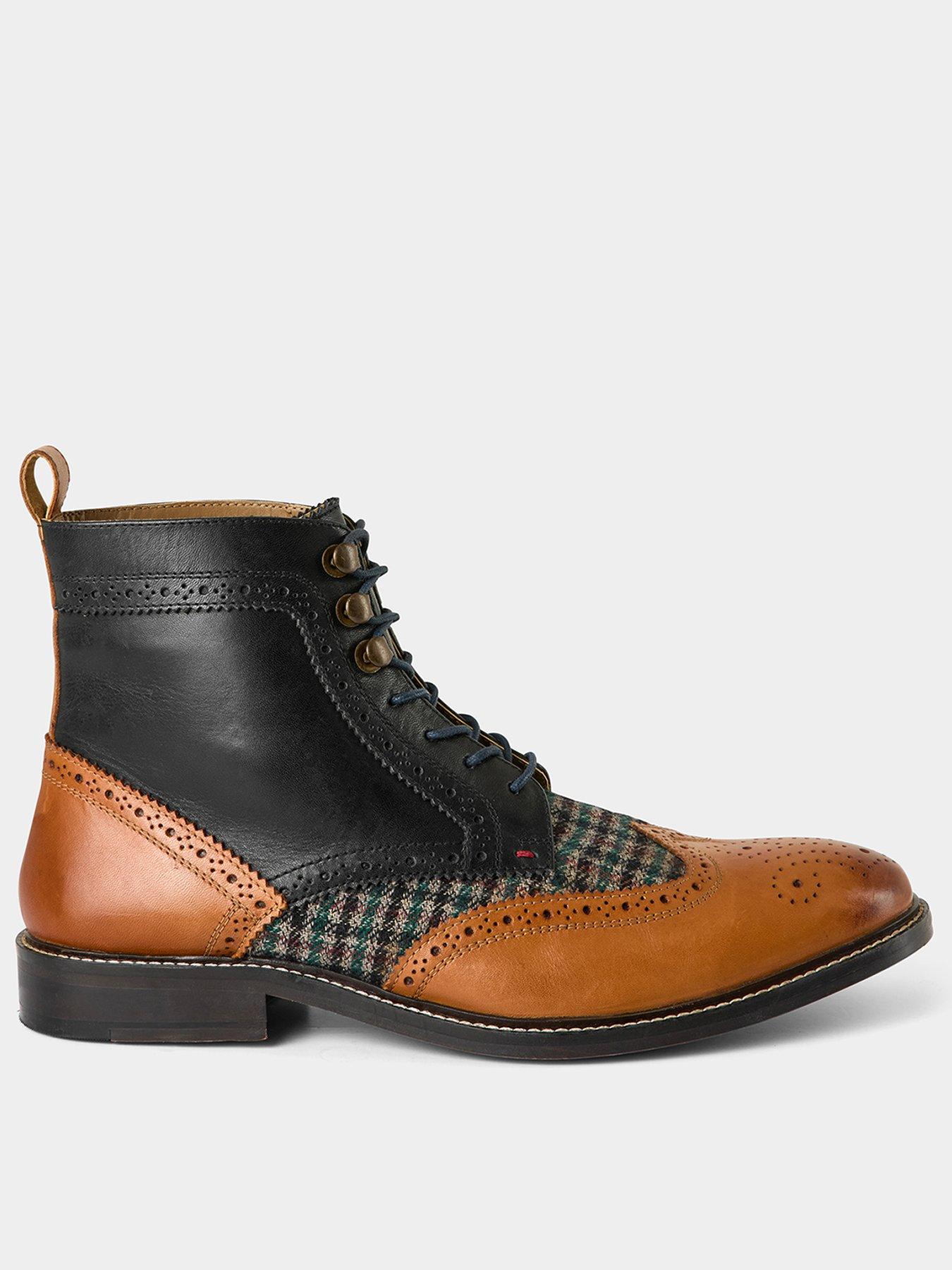 Joe Browns Harlington Tweed And Leather Lace Up Boots