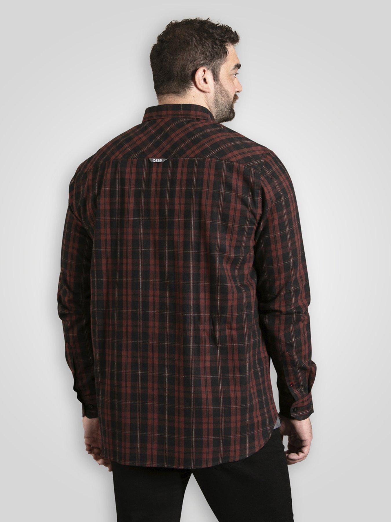  image of d555-long-sleeve-check-shirt-with-chest-patch-pocket-amp-button-down-collar-red