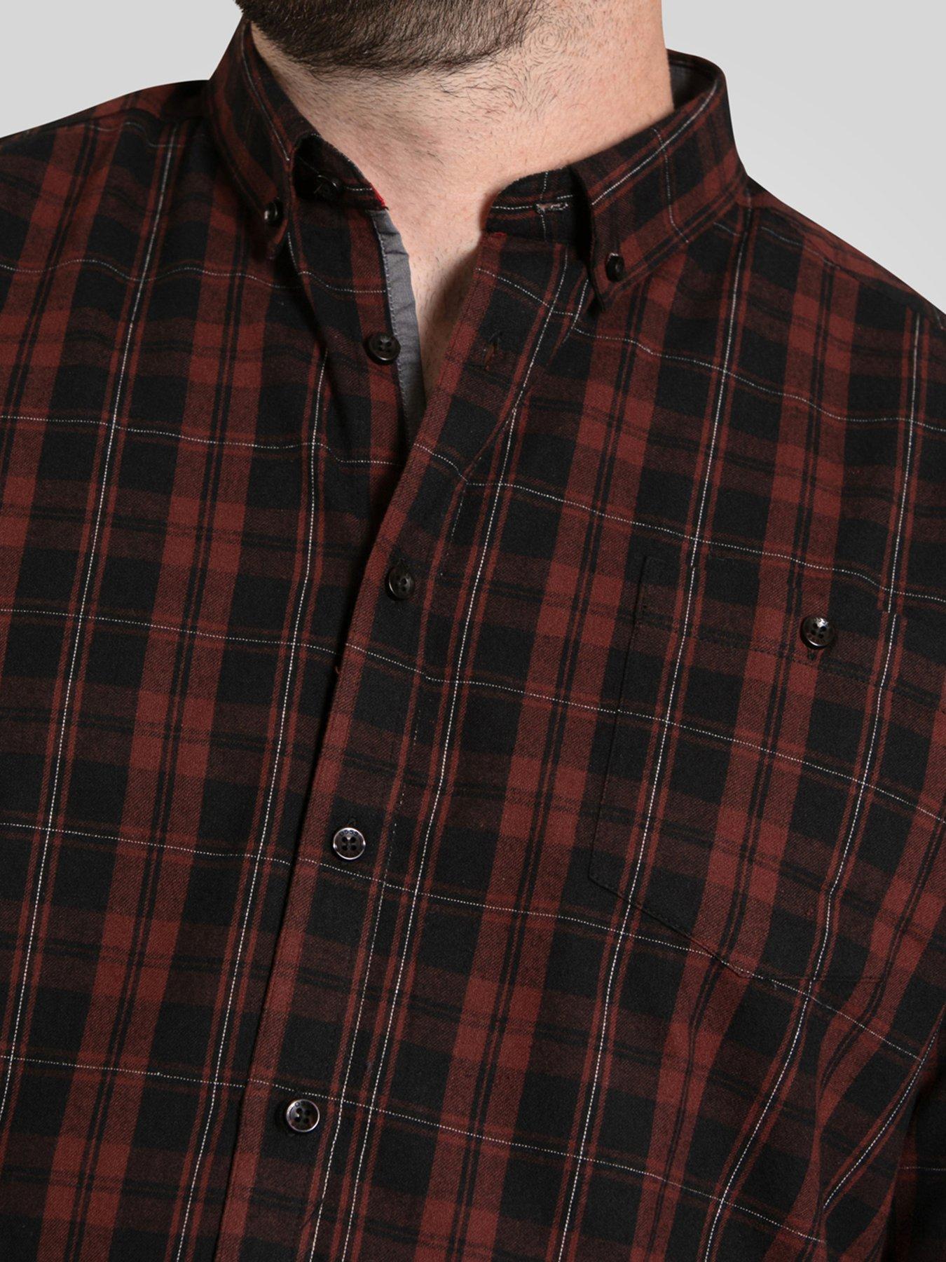  image of d555-long-sleeve-check-shirt-with-chest-patch-pocket-amp-button-down-collar-red