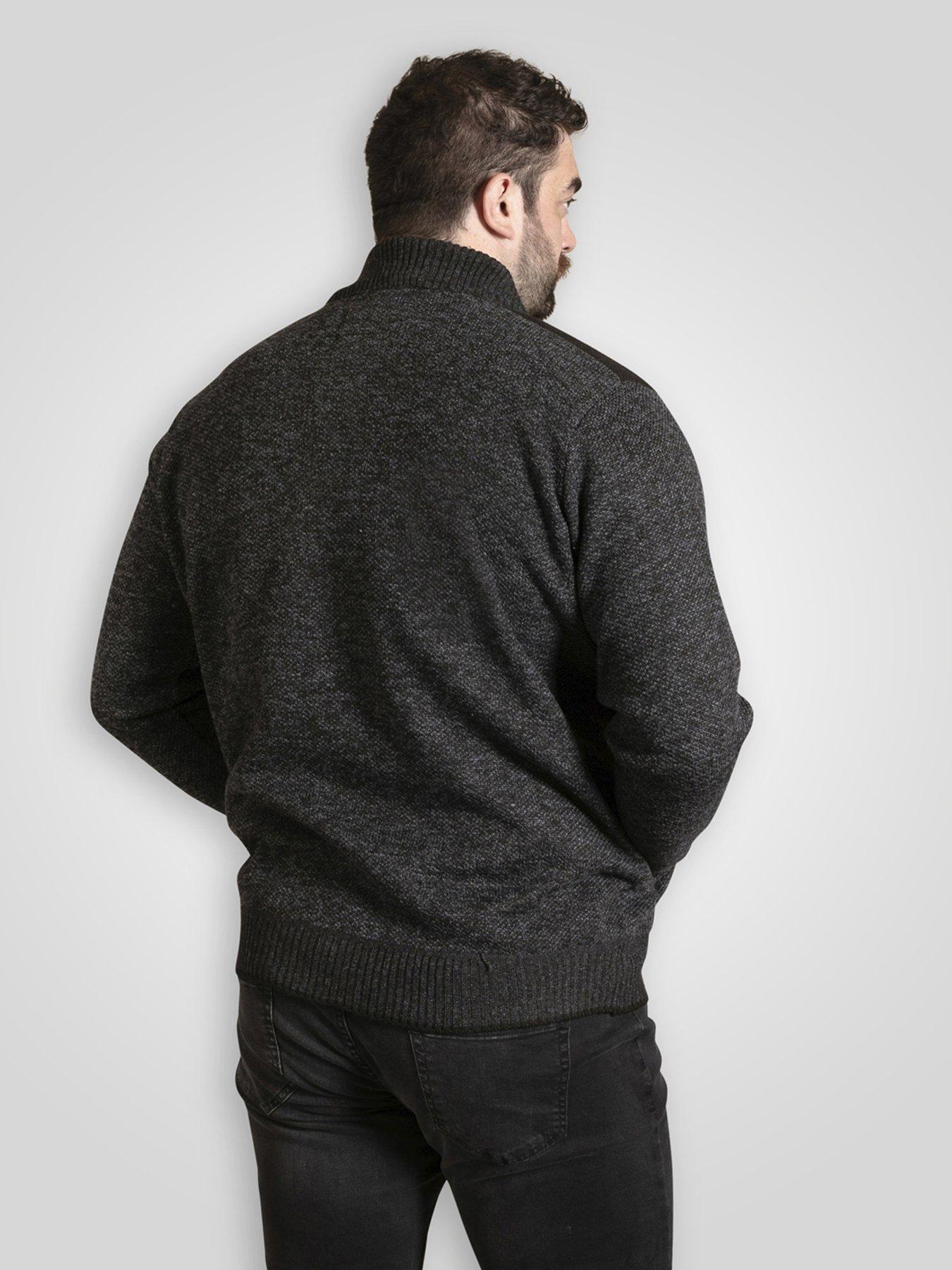  image of d555-zip-through-knitted-jumper-with-bonded-check-lining-grey
