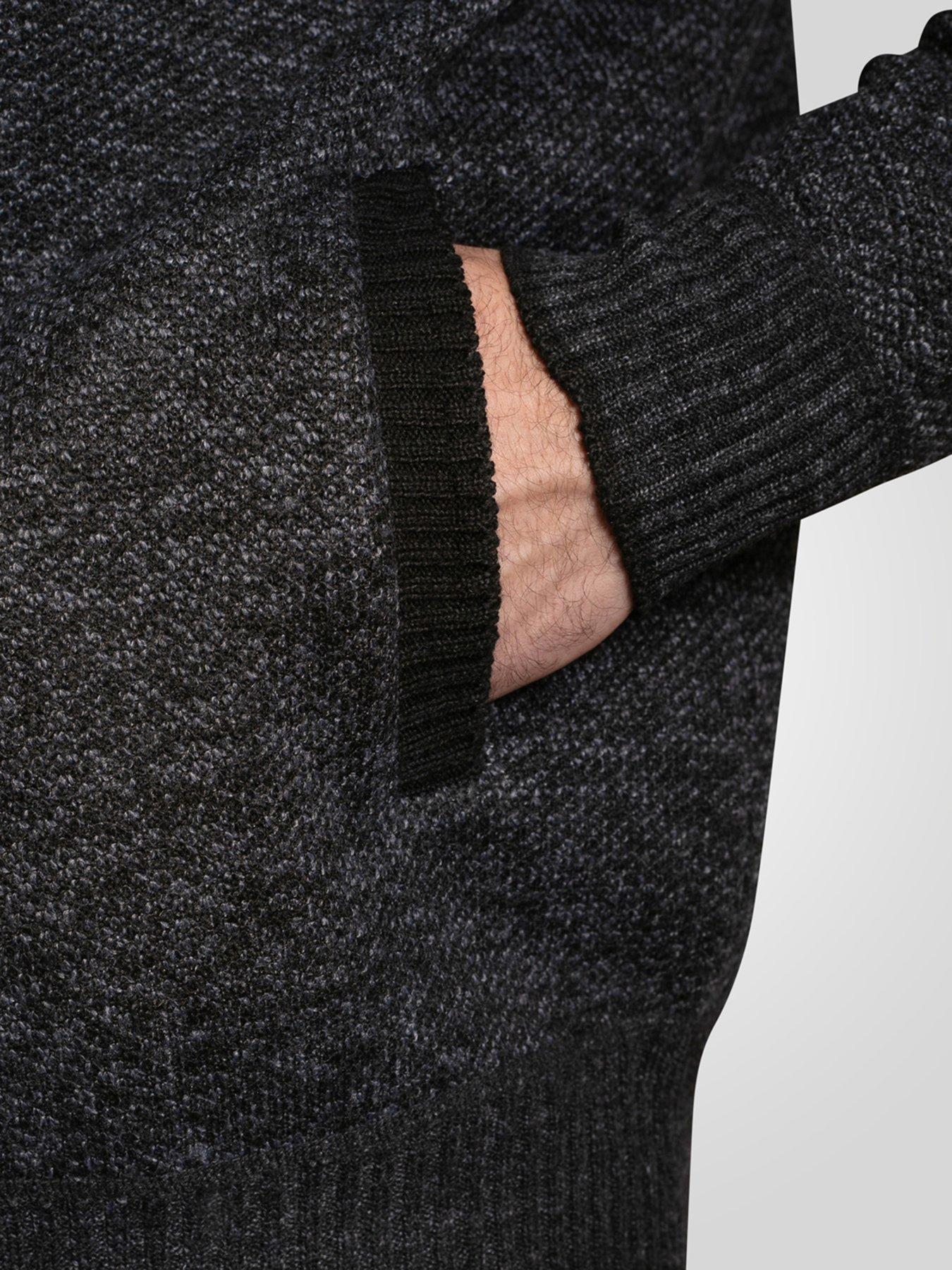  image of d555-zip-through-knitted-jumper-with-bonded-check-lining-grey