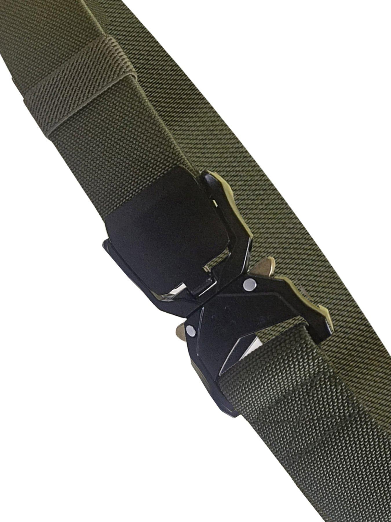  image of d555-tactical-stretch-webbing-woven-belt-with-heavy-duty-quick-release-buckle-green